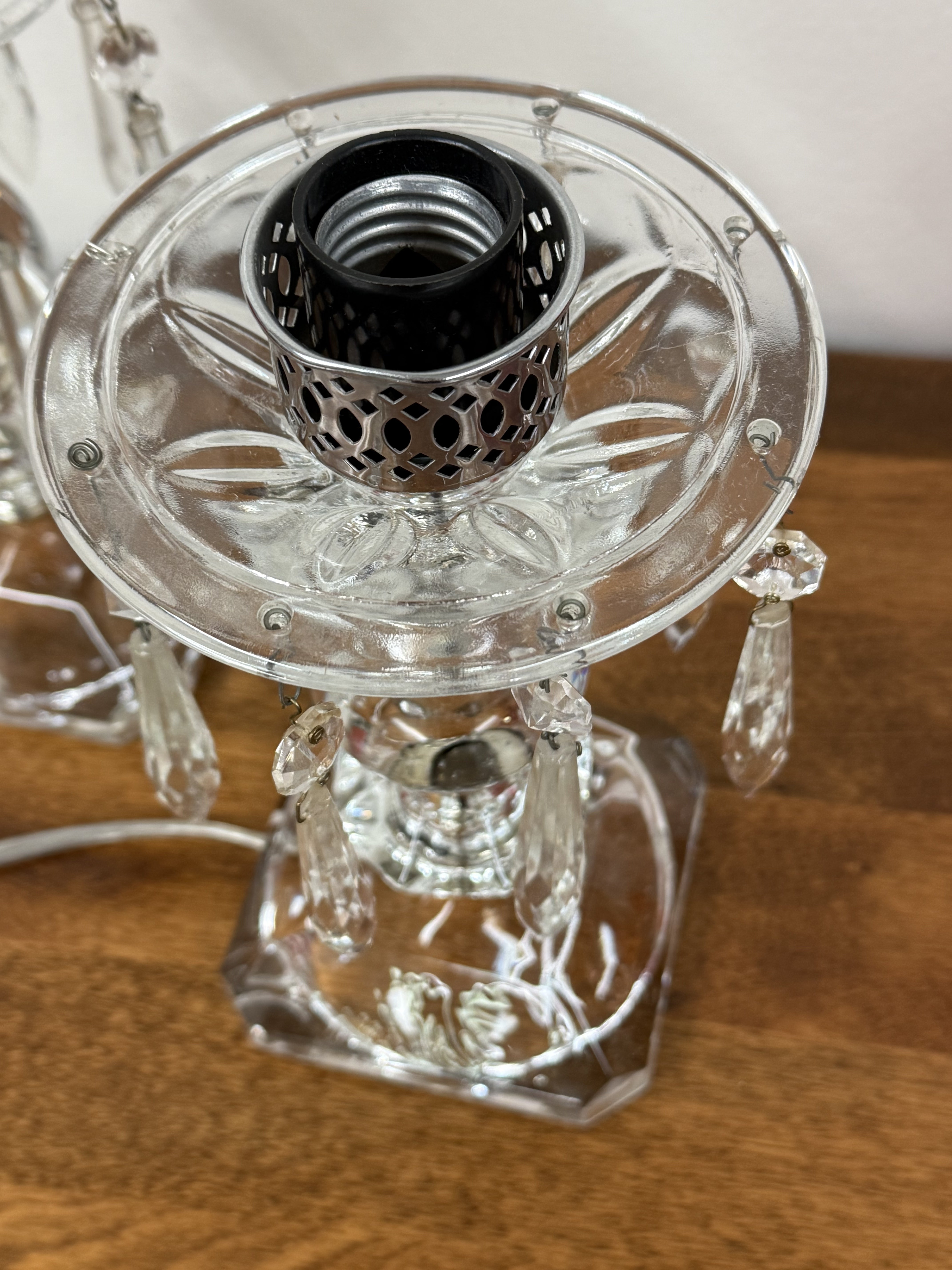 Small Glass Lamps with Cranberry Glass Chimney Shades