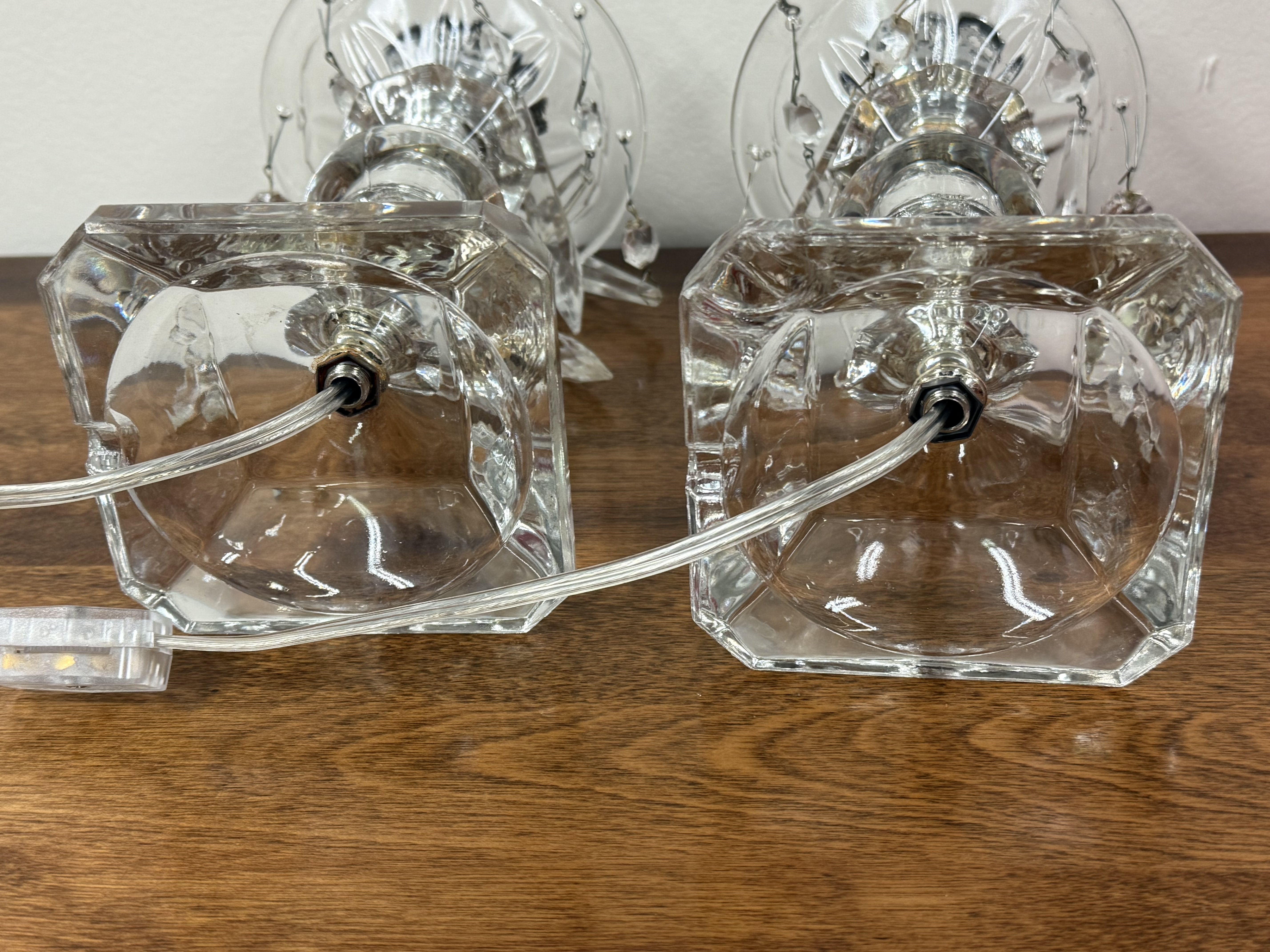 Small Glass Lamps with Cranberry Glass Chimney Shades