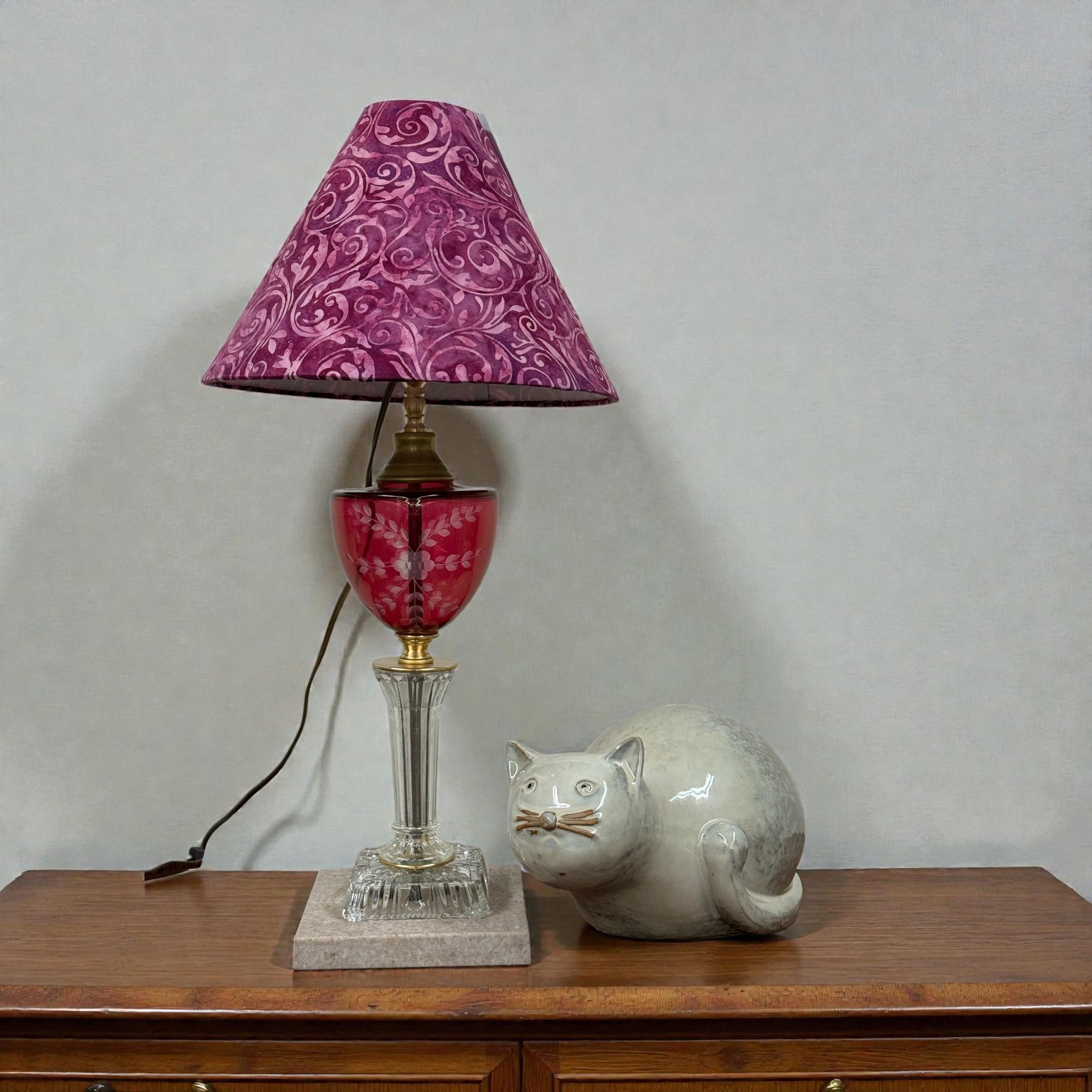 Custom Built Cranberry Glass Lamp