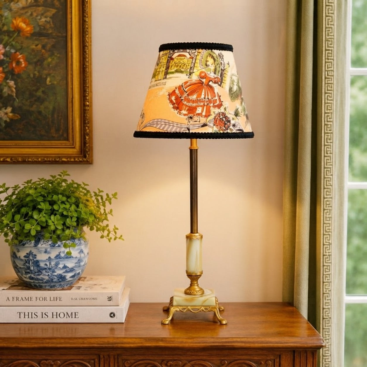 Custom Built Uranium Glass Table Lamp | Upcycled Vintage Lamp | Glows Under Black Light | One of a Kind Accent Lamp