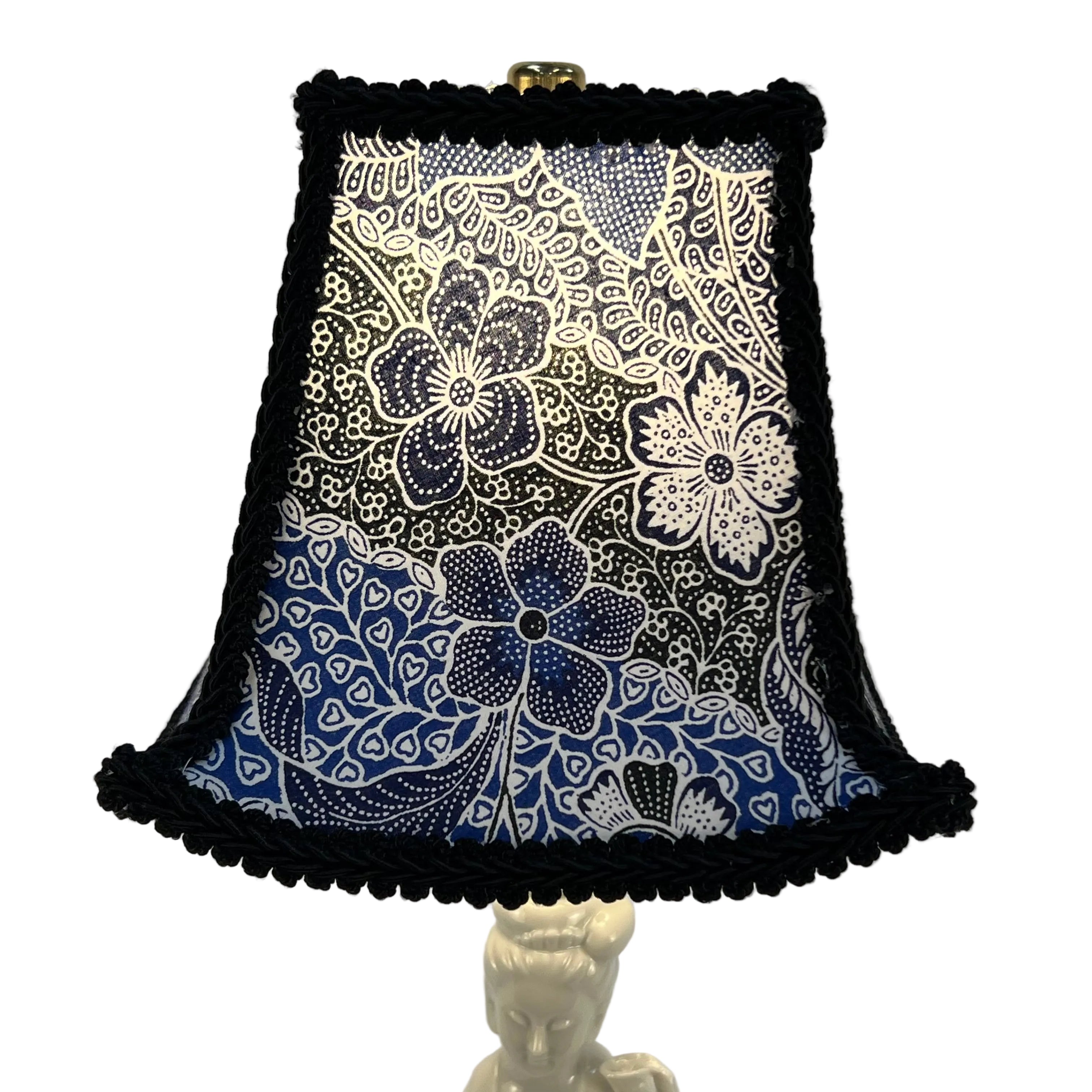 Vintage Blanc de Chine Guan Yin Table Lamp with Custom Handmade Blue & White Lampshade Included | Asian Ceramic Goddess Lamp | Chinoiserie Decor