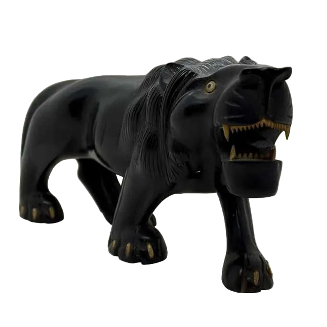 Vintage Hand Carved Ebony Lion