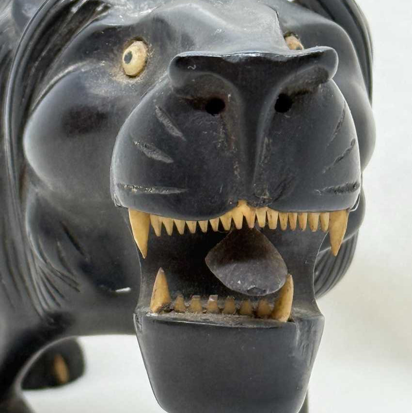 Vintage Hand Carved Ebony Lion