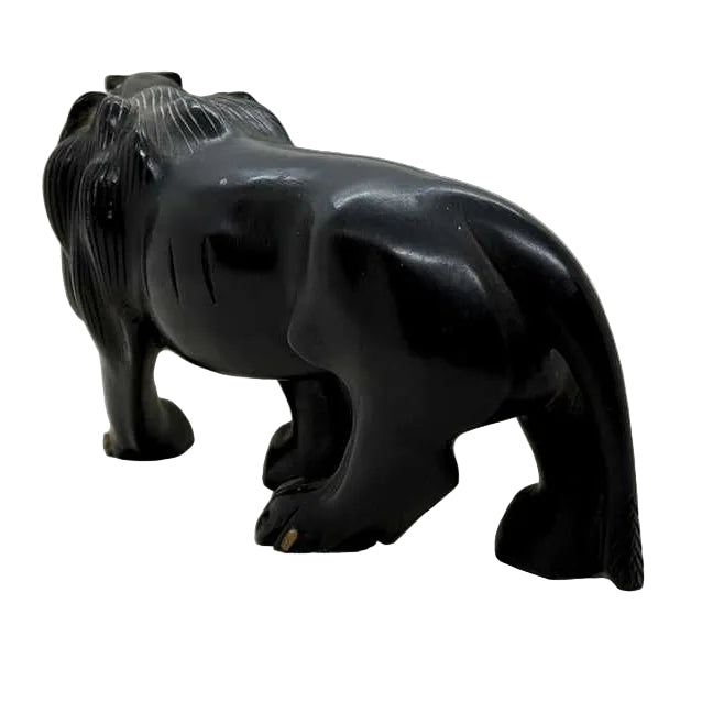 Vintage Hand Carved Ebony Lion