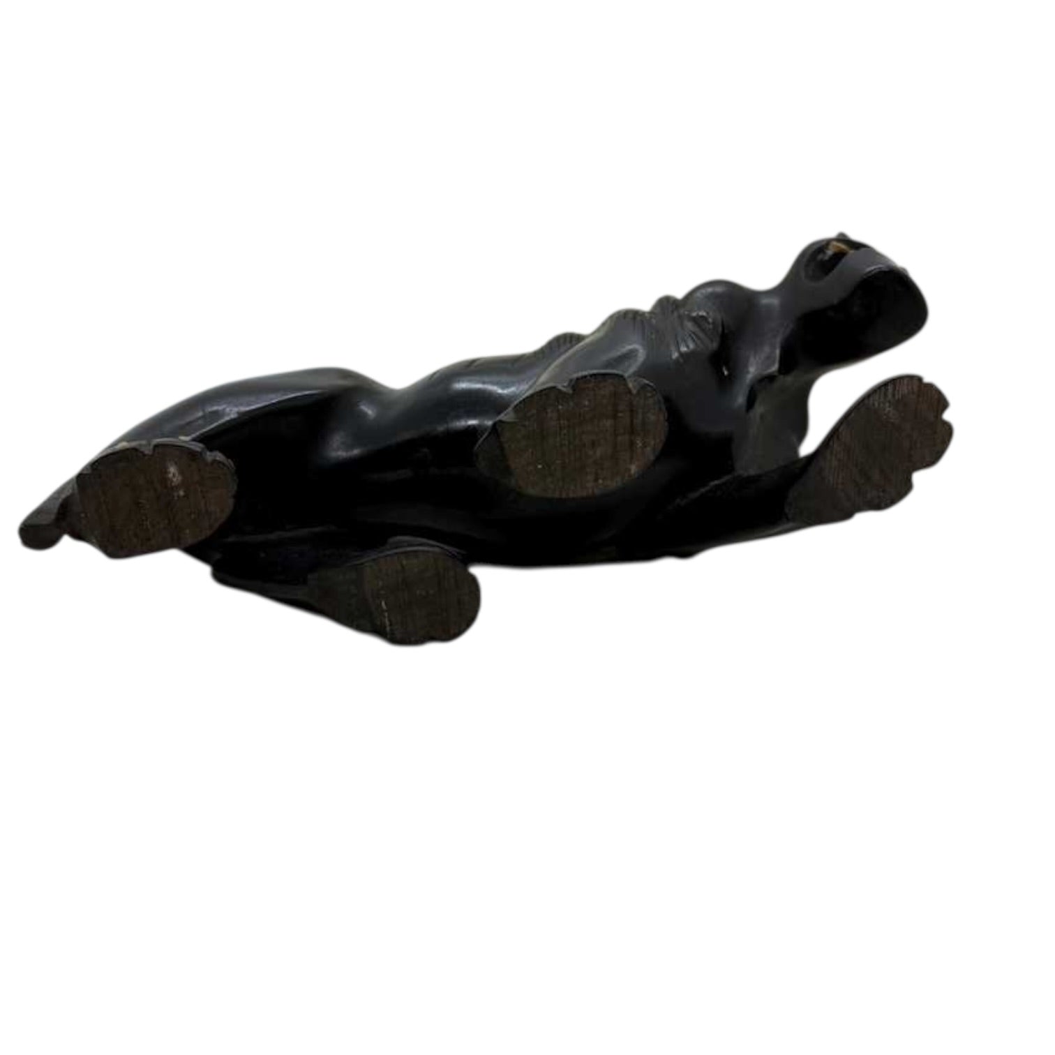 Hand Carved Ebony Wood Lion | Vintage African Lion Sculpture | Black Wood Safari Decor | Handcrafted Wooden Lion Figurine | Tribal Home Decor