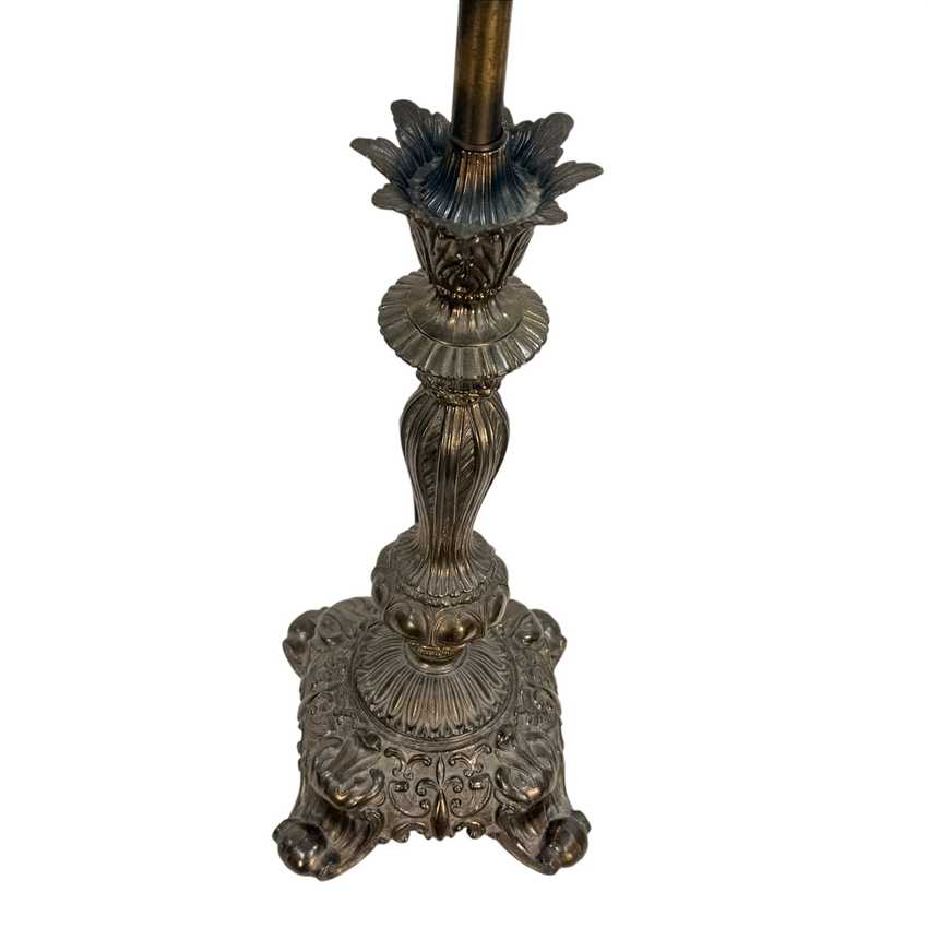 Vintage Hollywood Regency Ornate Cast Metal Table Lamp 31” Tall