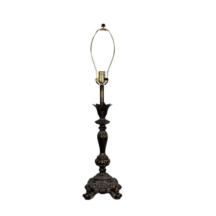 Vintage Hollywood Regency Ornate Cast Metal Table Lamp 31” Tall