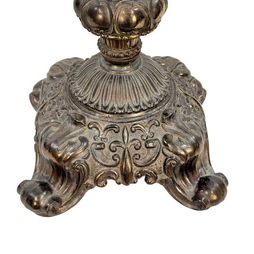 Vintage Hollywood Regency Ornate Cast Metal Table Lamp 31” Tall