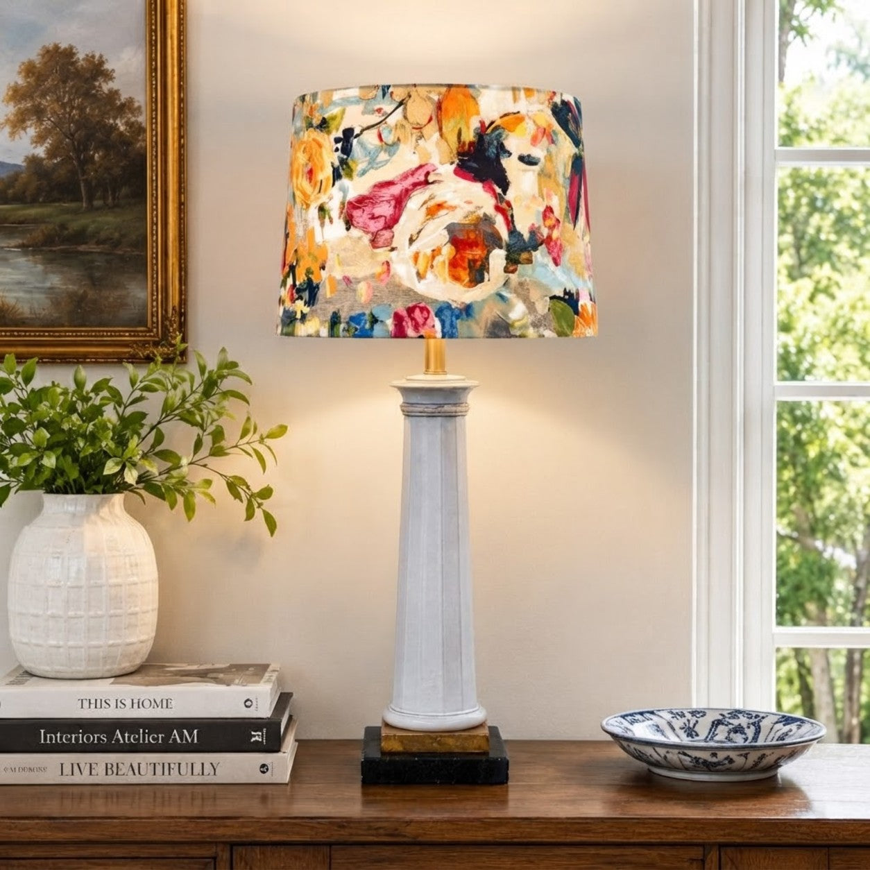 Vintage Fluted Column Table Lamp | Greek Revival Style | Tall 31" Architectural Lamp | Rewired