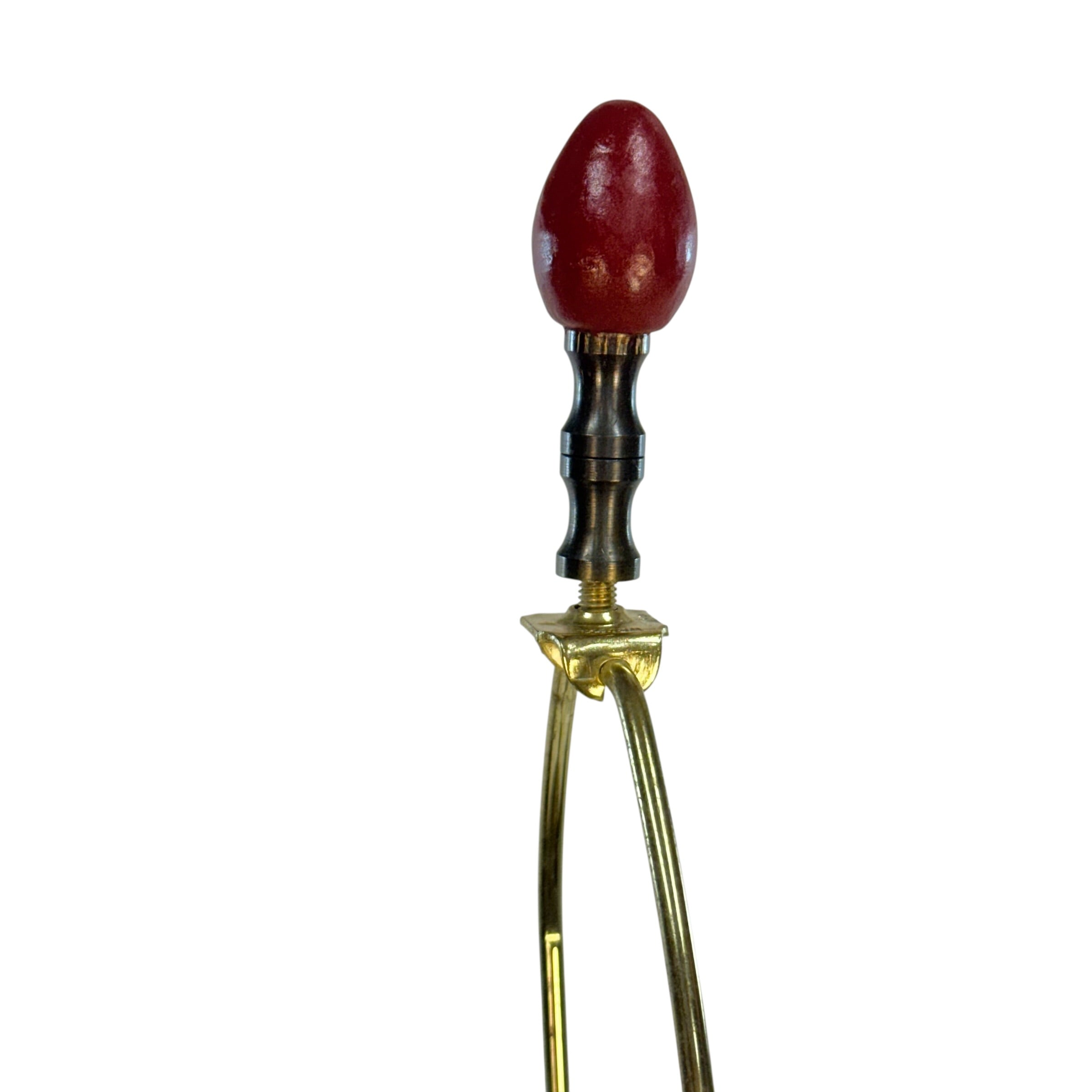 Vintage Folk Art Painted Wood Table Lamp by Kendy Sawyer – Turquoise Red Mustard 34” Statement Lamp