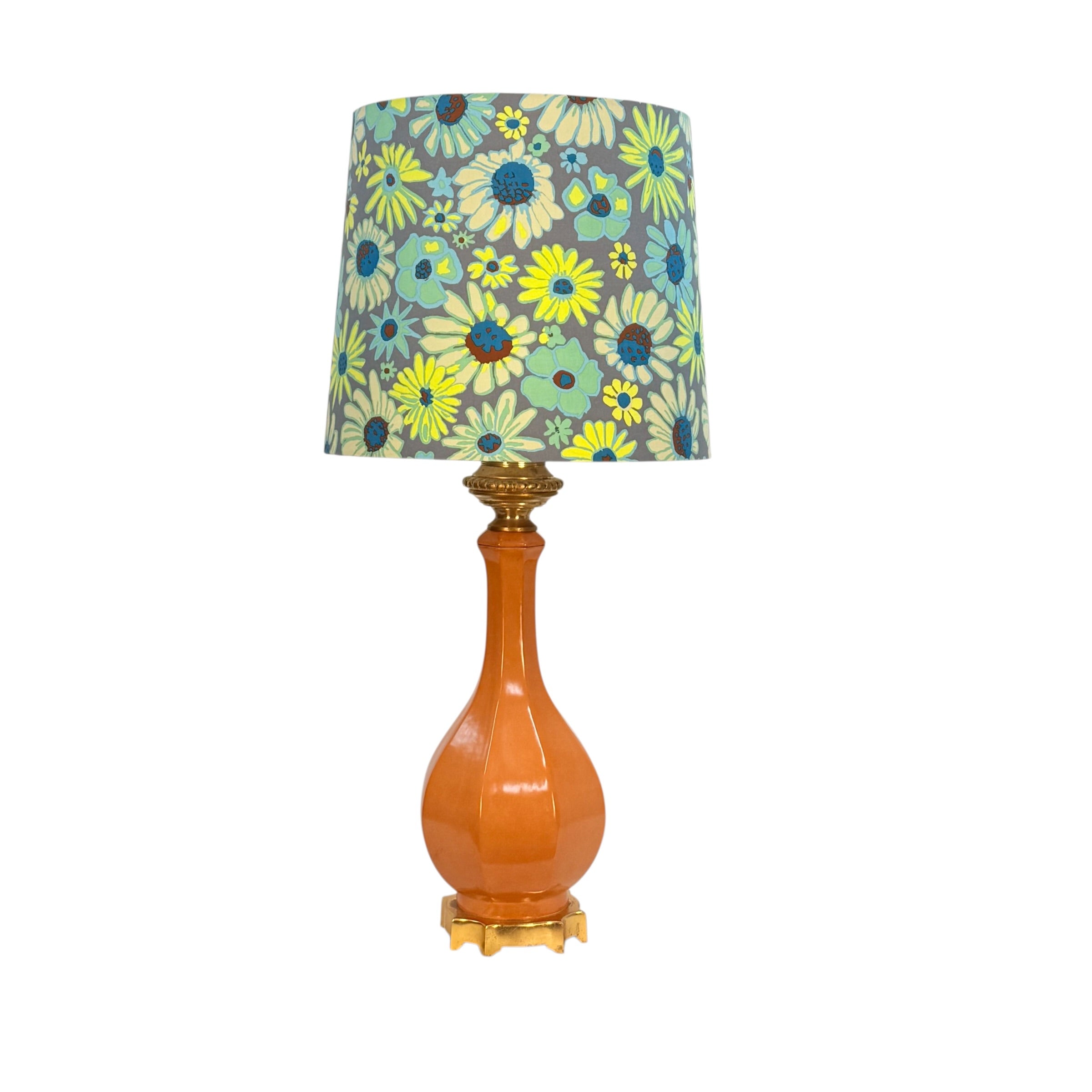 Vintage Peach Ceramic Table Lamp French Style Brass Base Hollywood Regency 28.5”