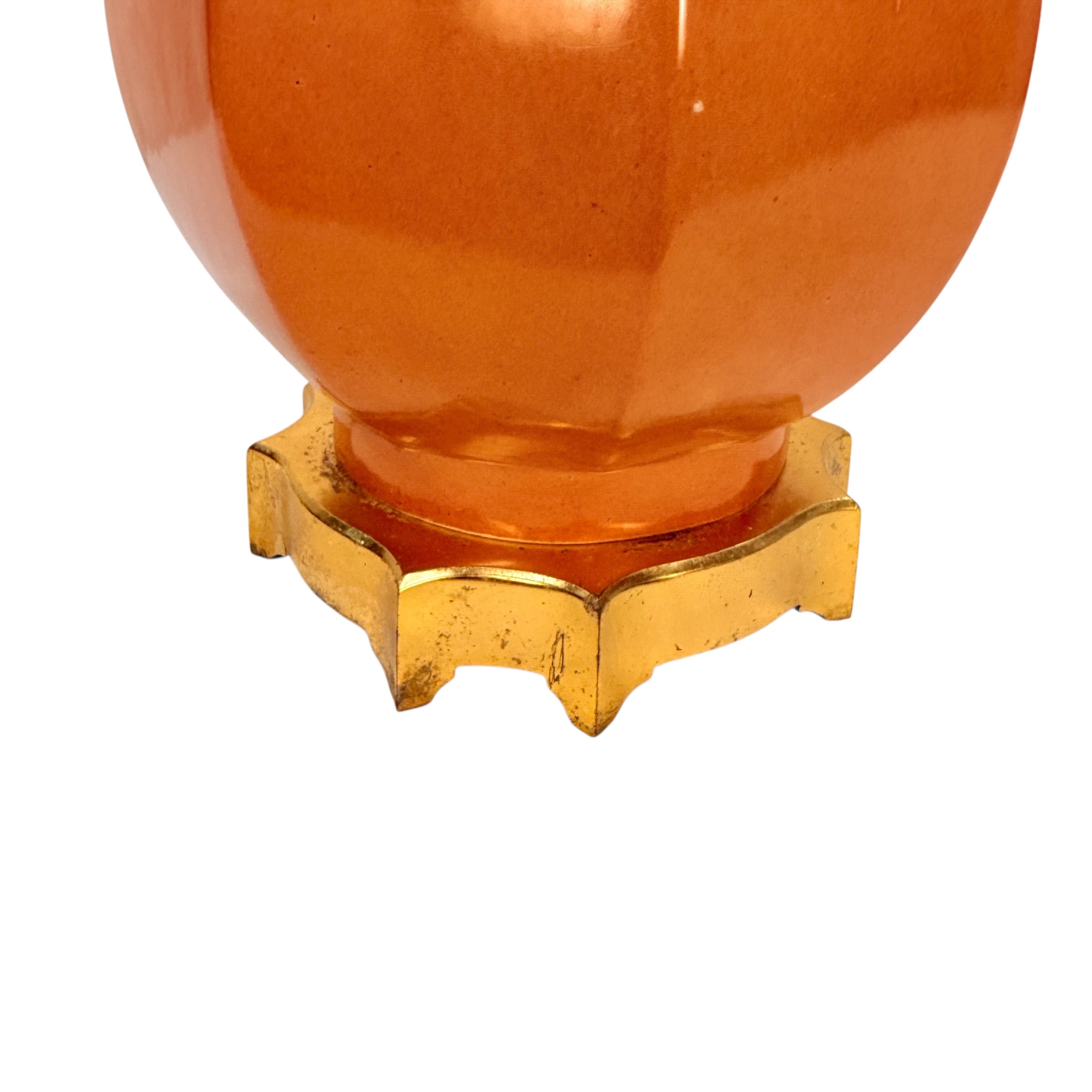 Vintage Peach Ceramic Table Lamp French Style Brass Base Hollywood Regency 28.5”