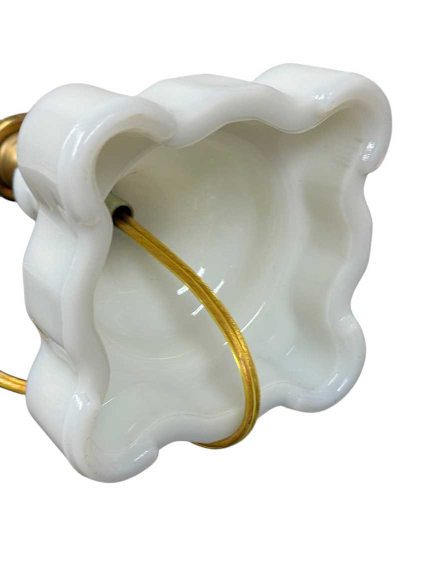 White Lamp with Frosted Glass Font and Milk Glass Base