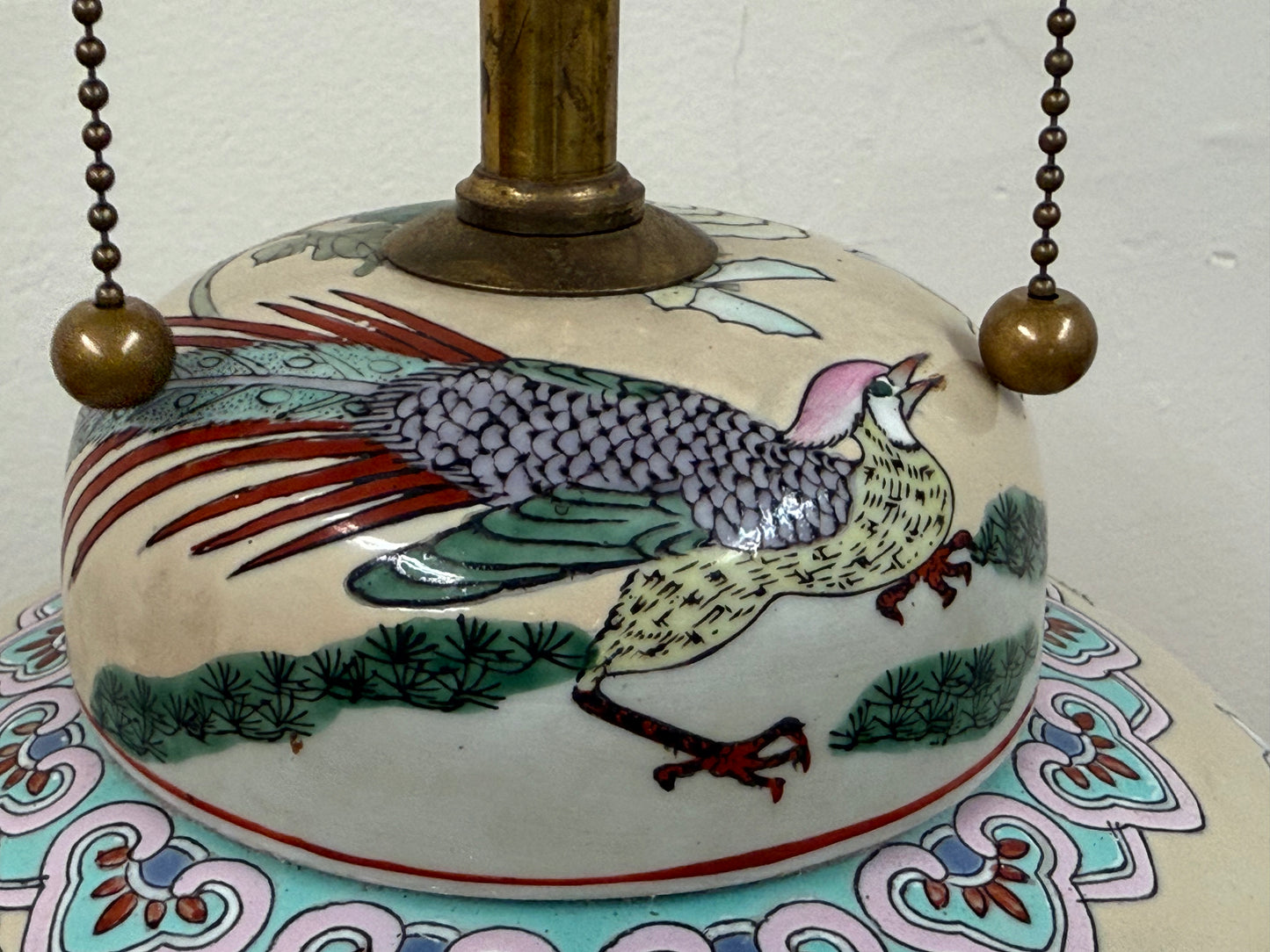 Ginger Jar Lamp with Pheasant and Flowers