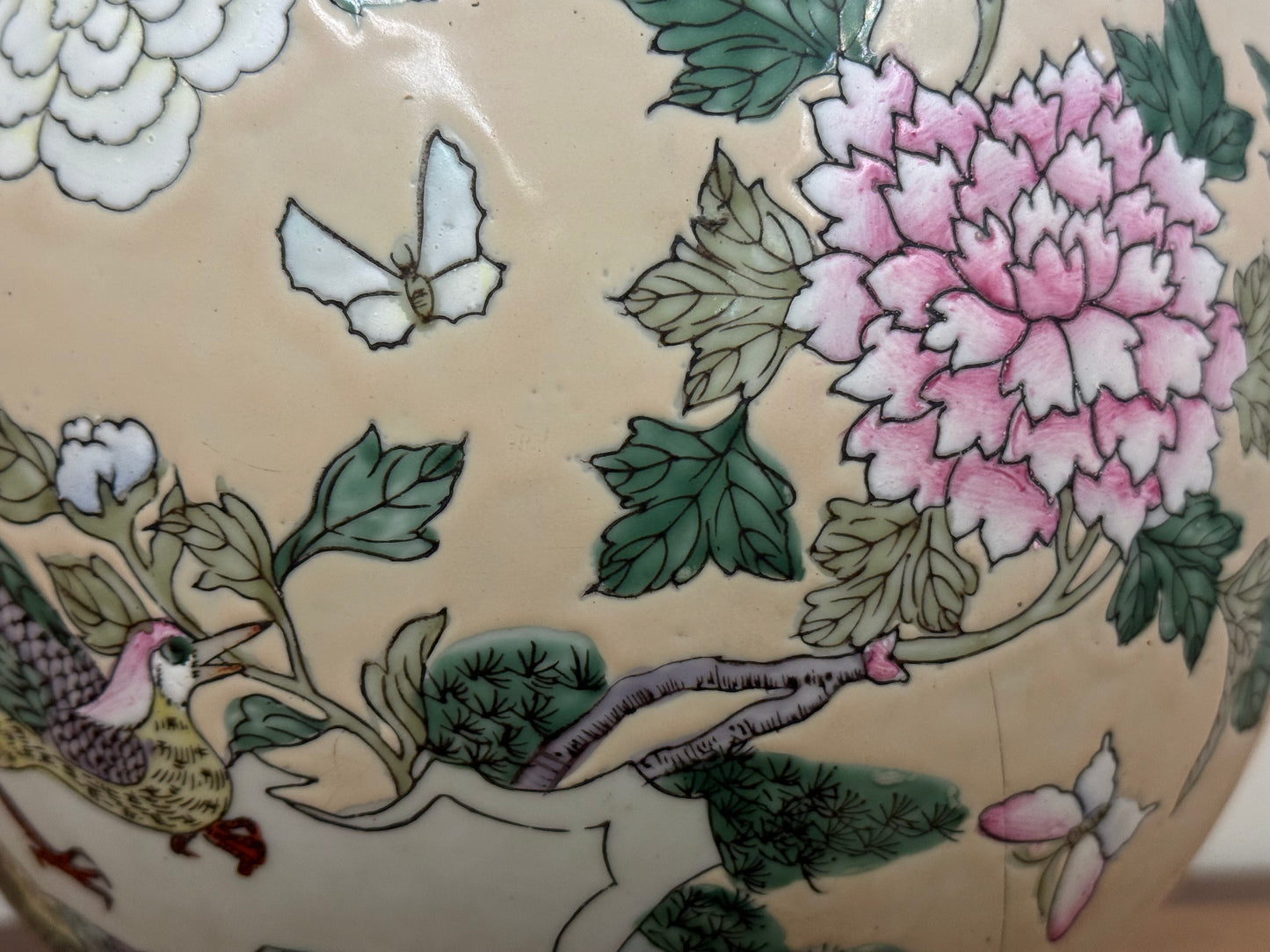 Ginger Jar Lamp with Pheasant and Flowers