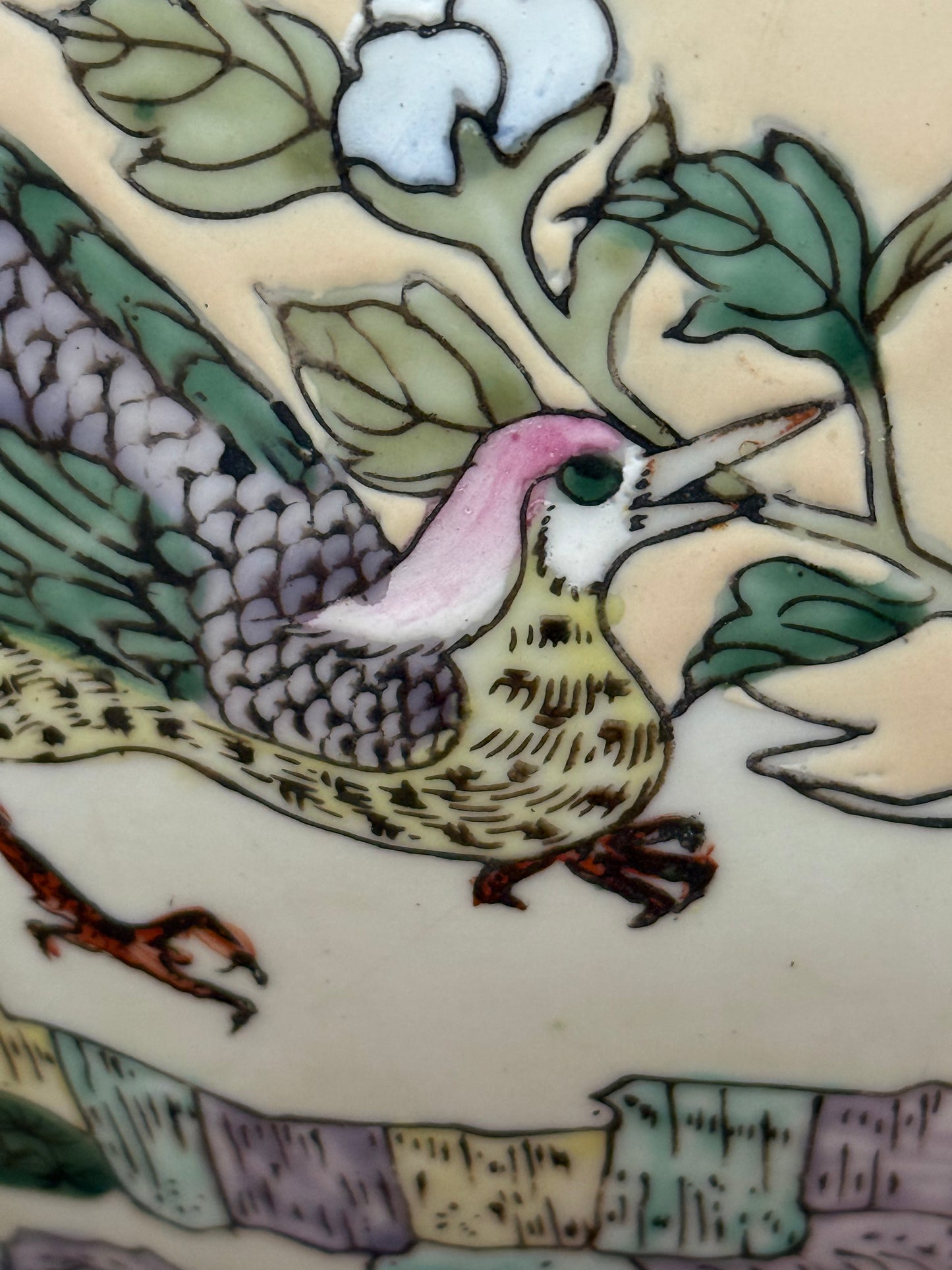 Ginger Jar Lamp with Pheasant and Flowers