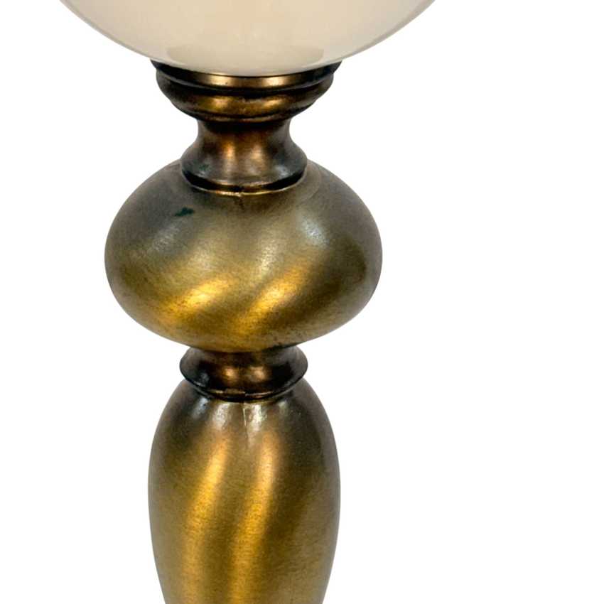 Vintage Hand Painted Floral Glass Lamp Pink Flowers Brass Marble Base 26.5”