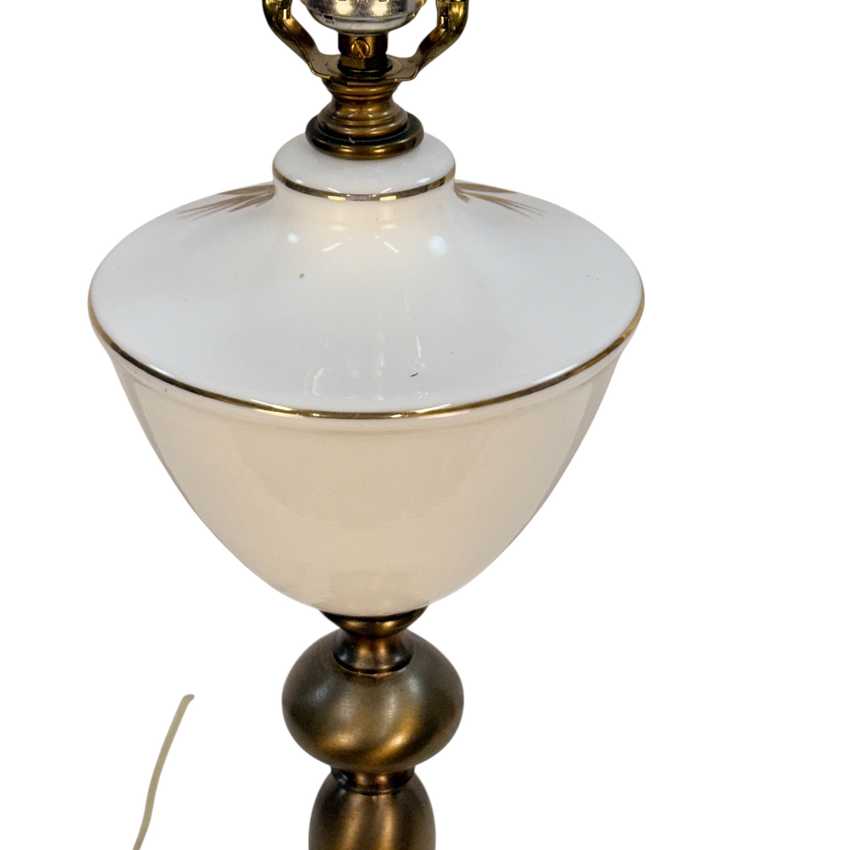 Vintage Hand Painted Floral Glass Lamp Pink Flowers Brass Marble Base 26.5”