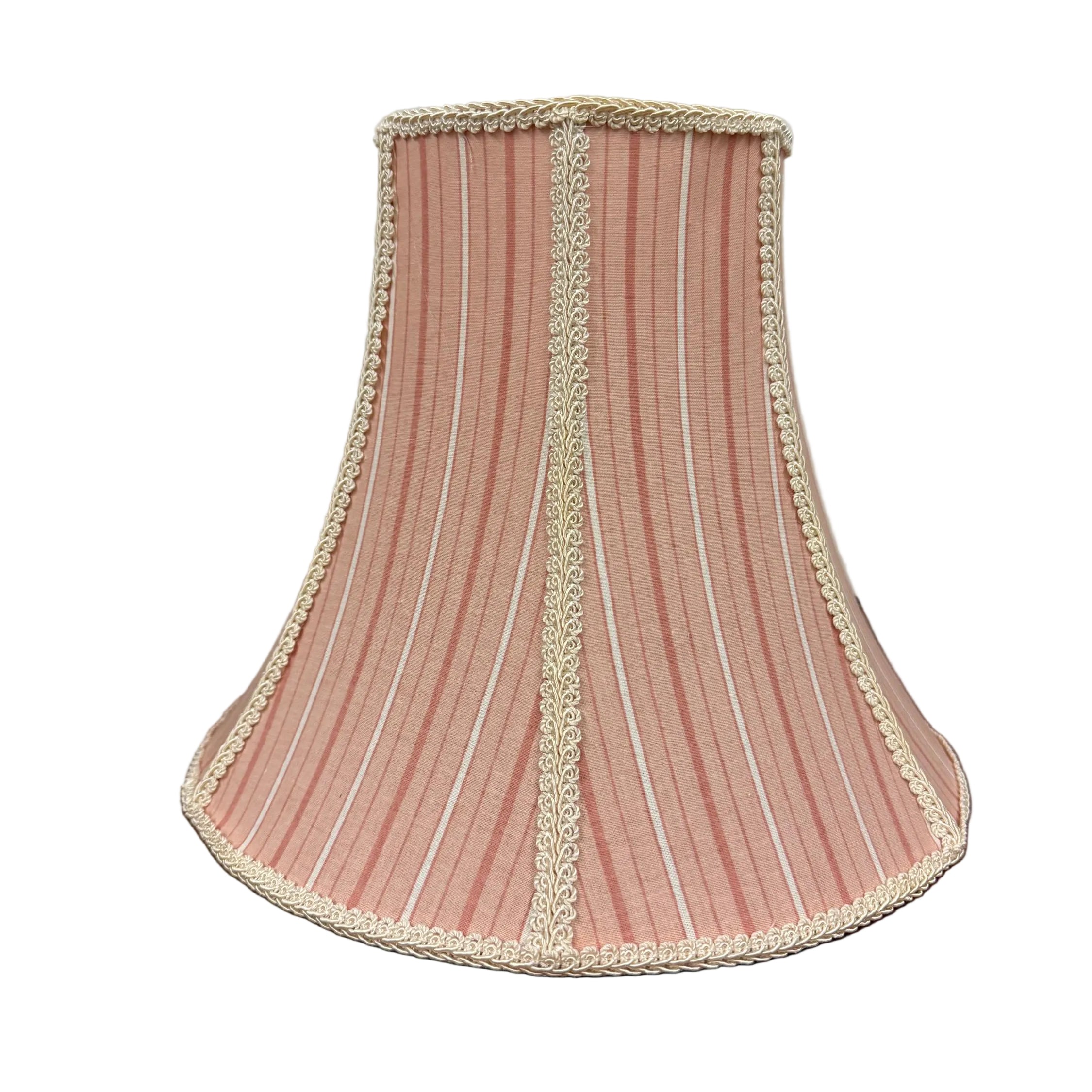 Hand Sewn Pink and White Stripe 6 Panel Lampshade