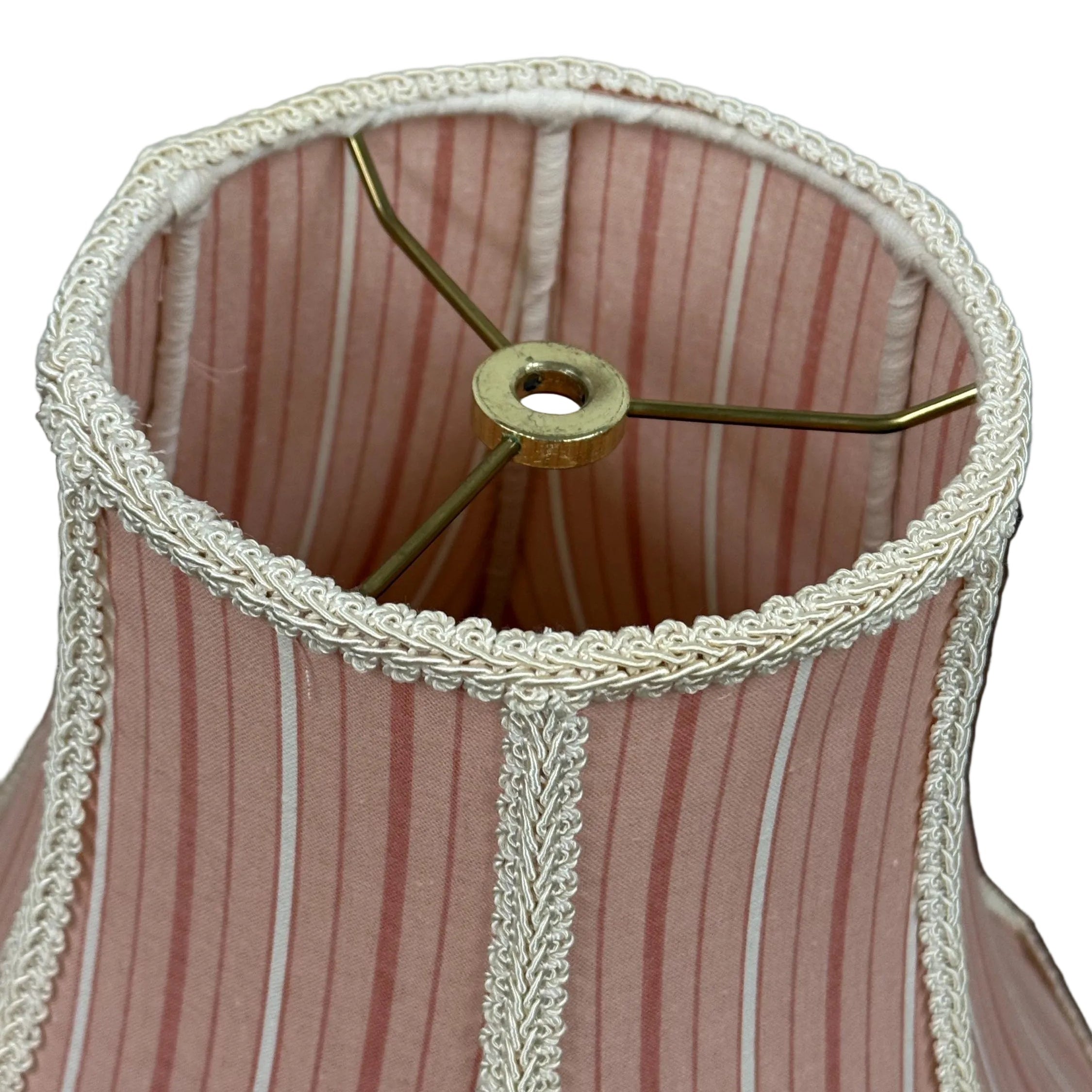 Hand Sewn Pink and White Stripe 6 Panel Lampshade