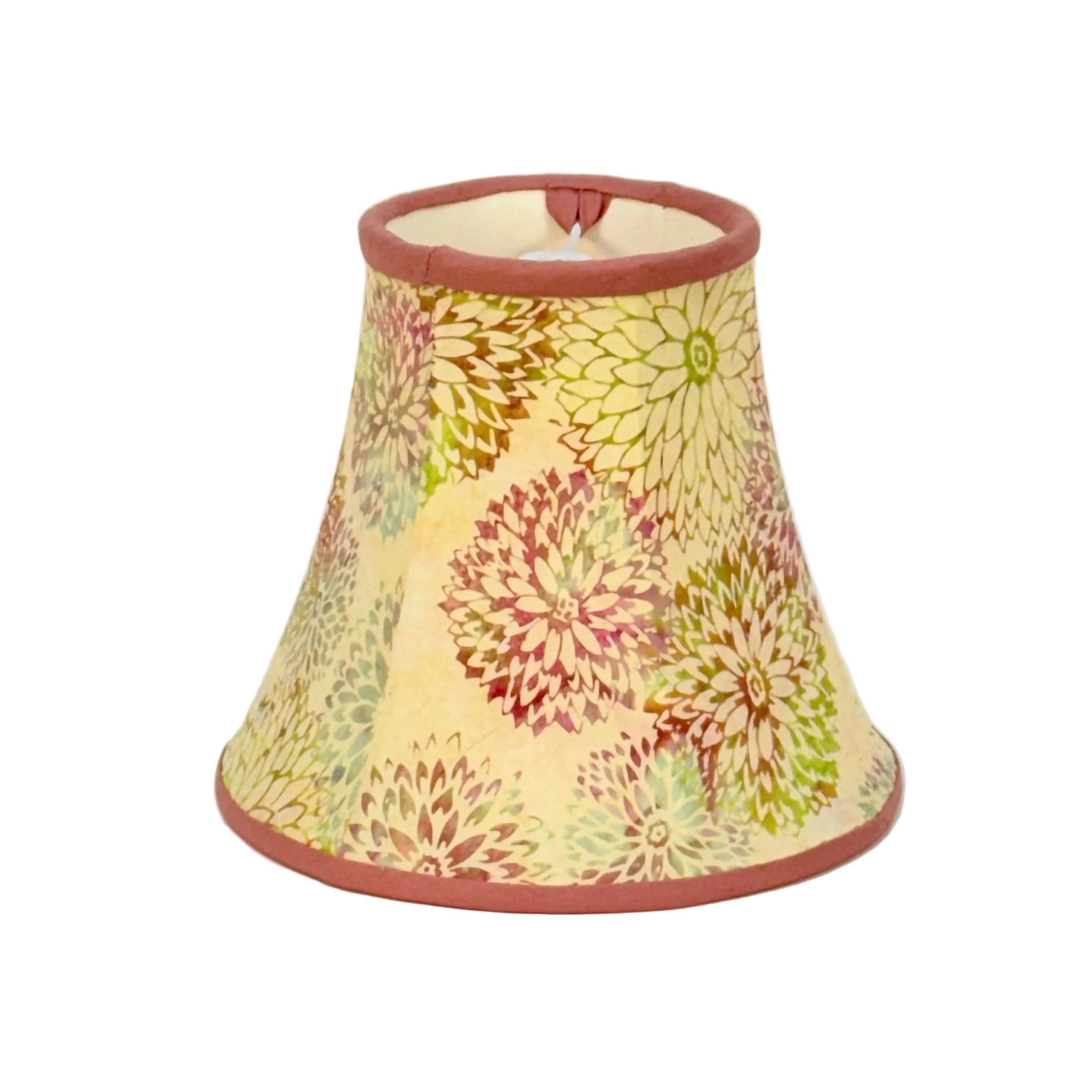 Decorative lampshade with floral pattern on a plain background