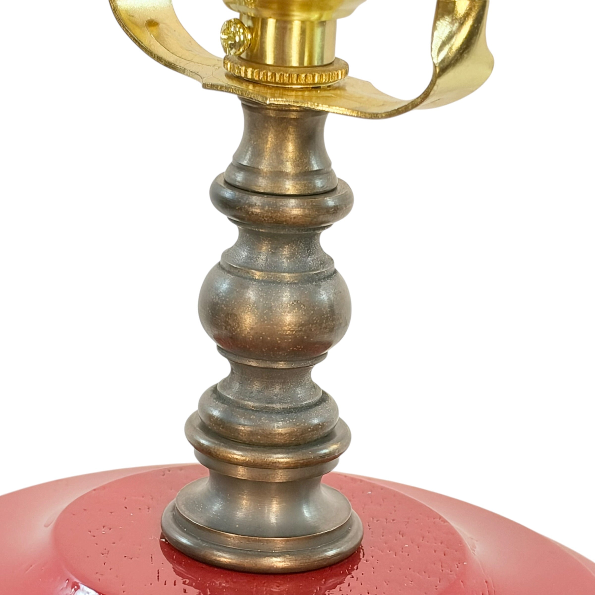 Custom Art Glass Vase Lamp – Cobalt Blue Swirl Glass – One of a Kind Handmade Table Lamp – Dark Patina Brass – Vintage Glass Lighting