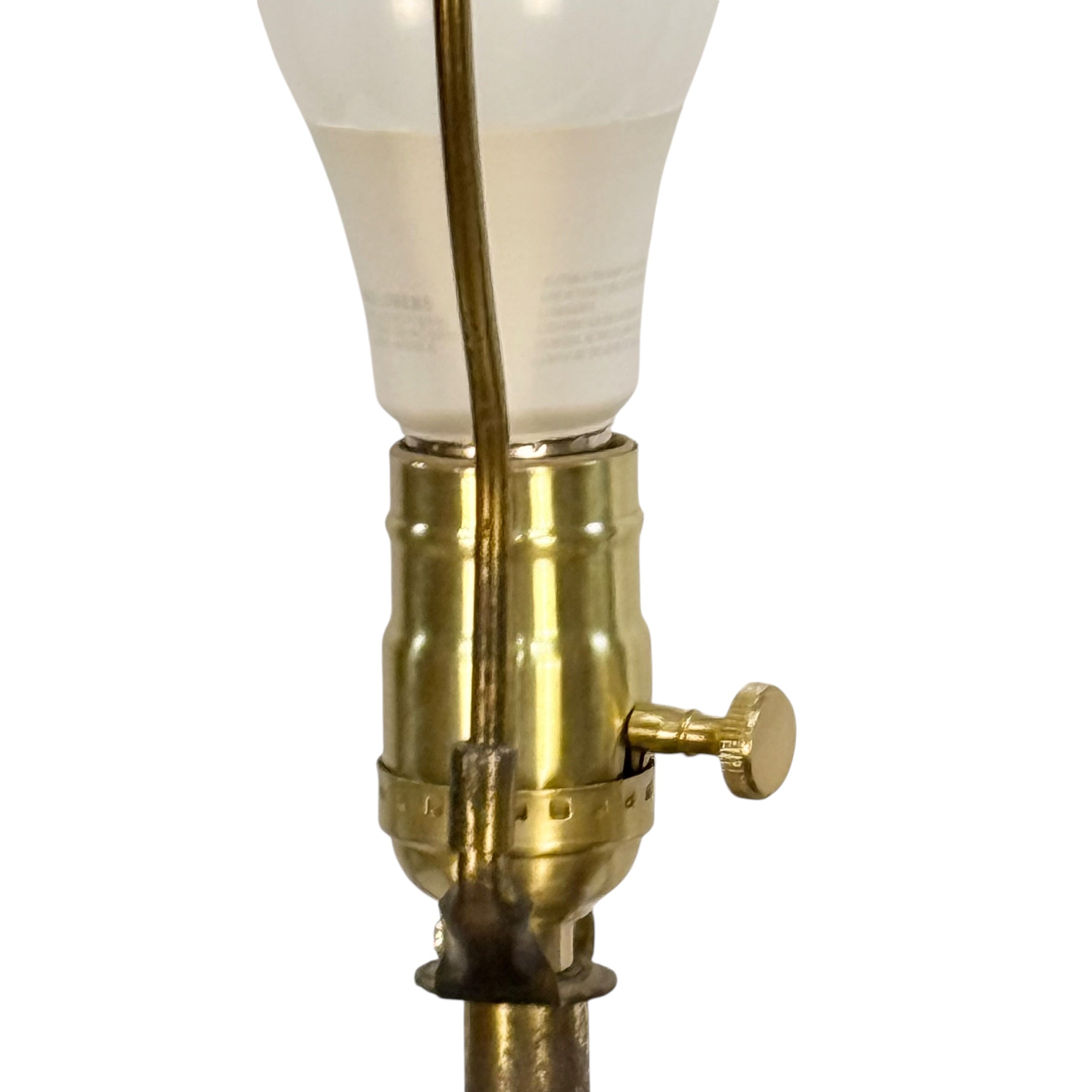 Pair Vintage 1970s Black & Gold Table Lamps with Original Fiberglass Shades | Hollywood Regency MCM