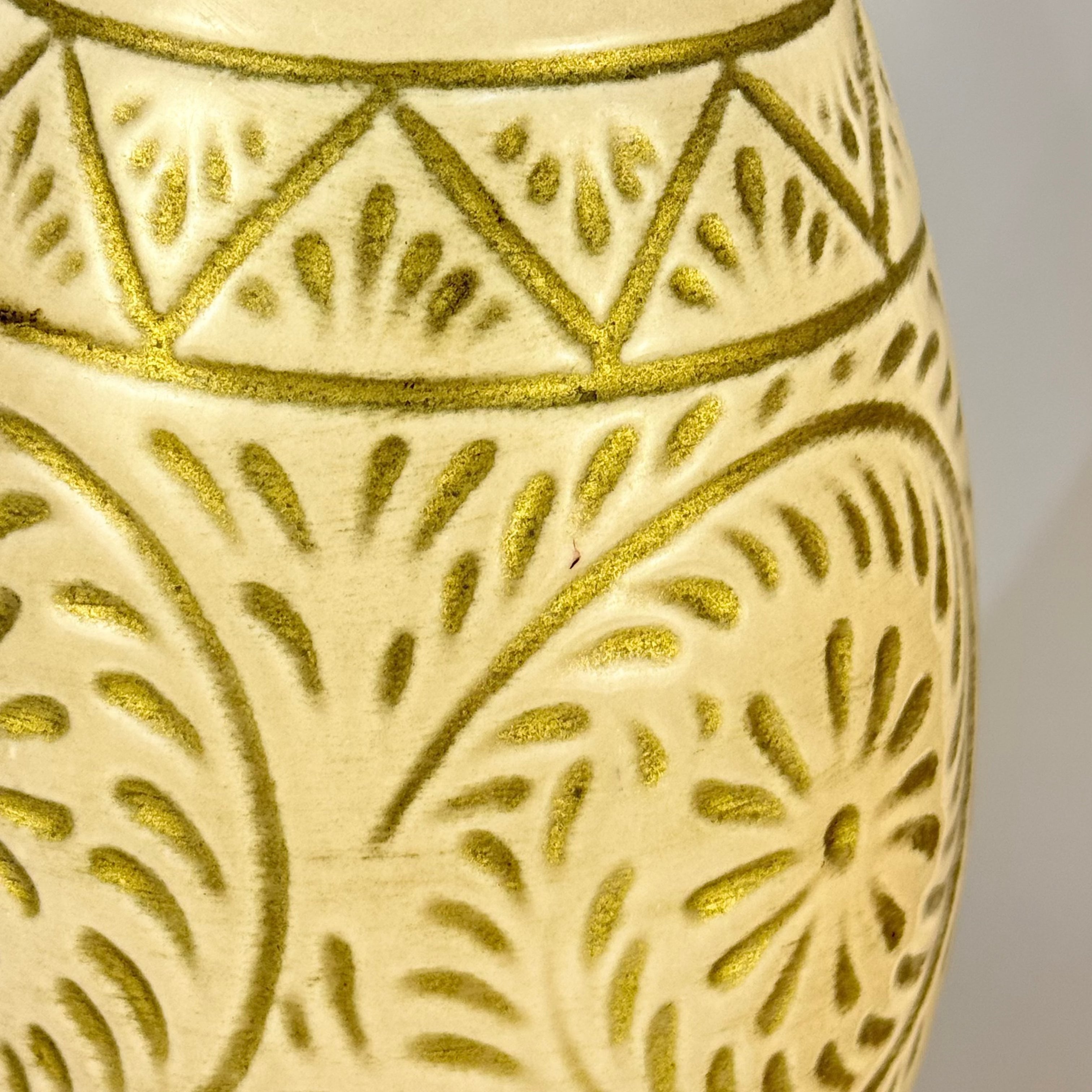 Pair of MCM Tan and Gold Ceramic Lamps