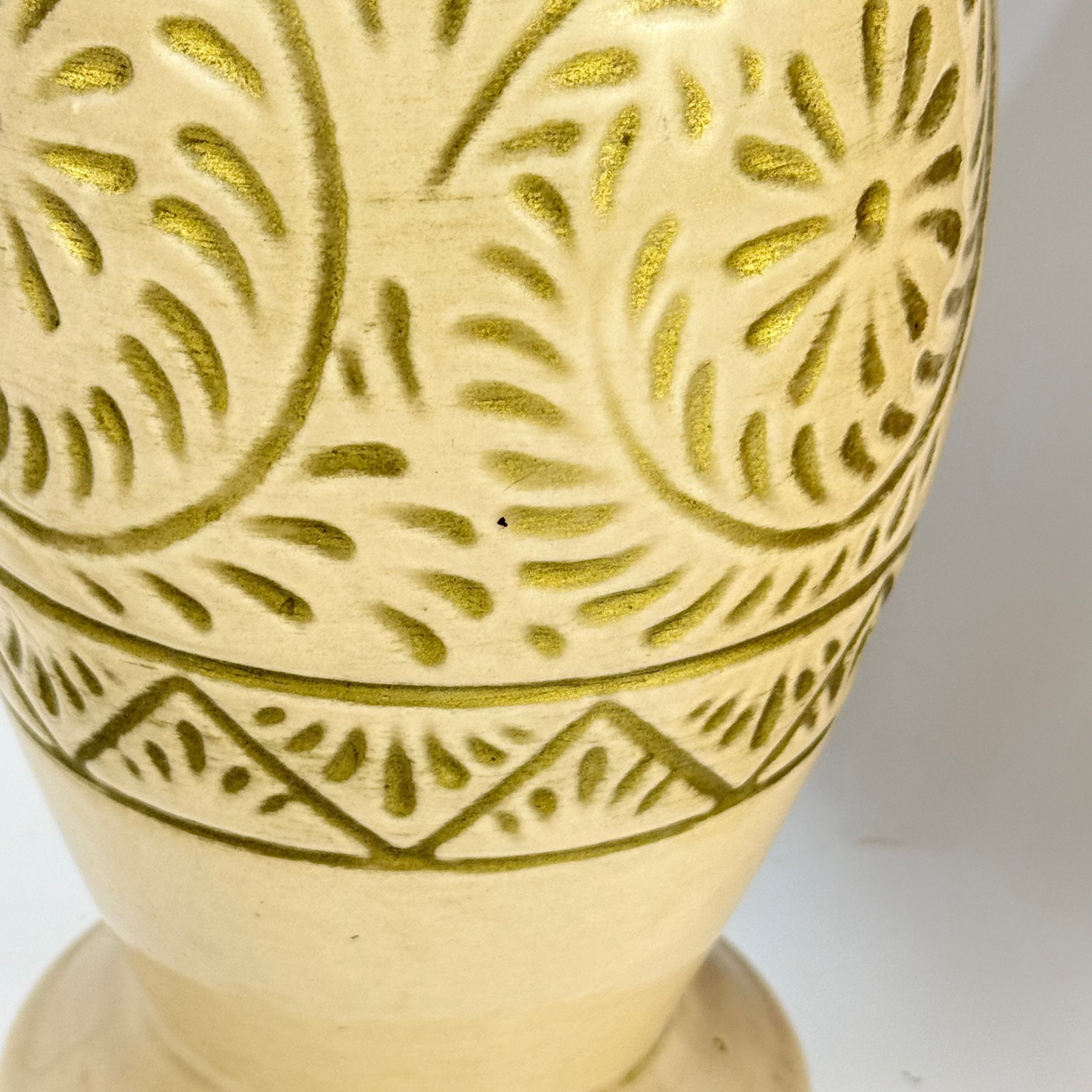 Pair of MCM Tan and Gold Ceramic Lamps