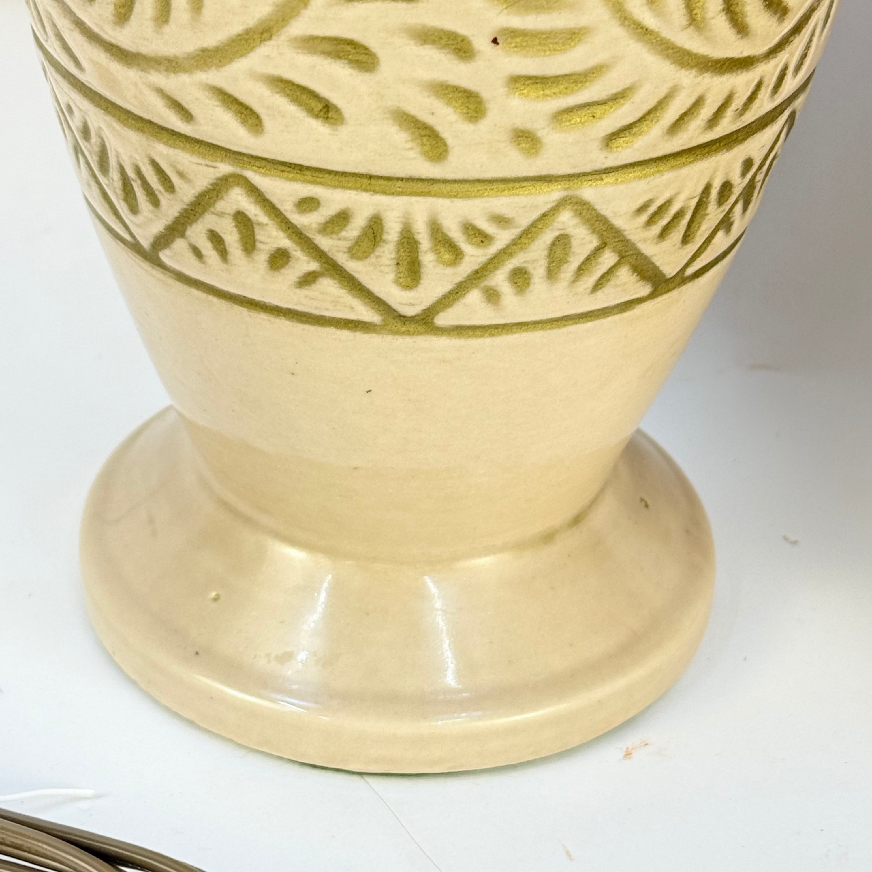 Pair of MCM Tan and Gold Ceramic Lamps