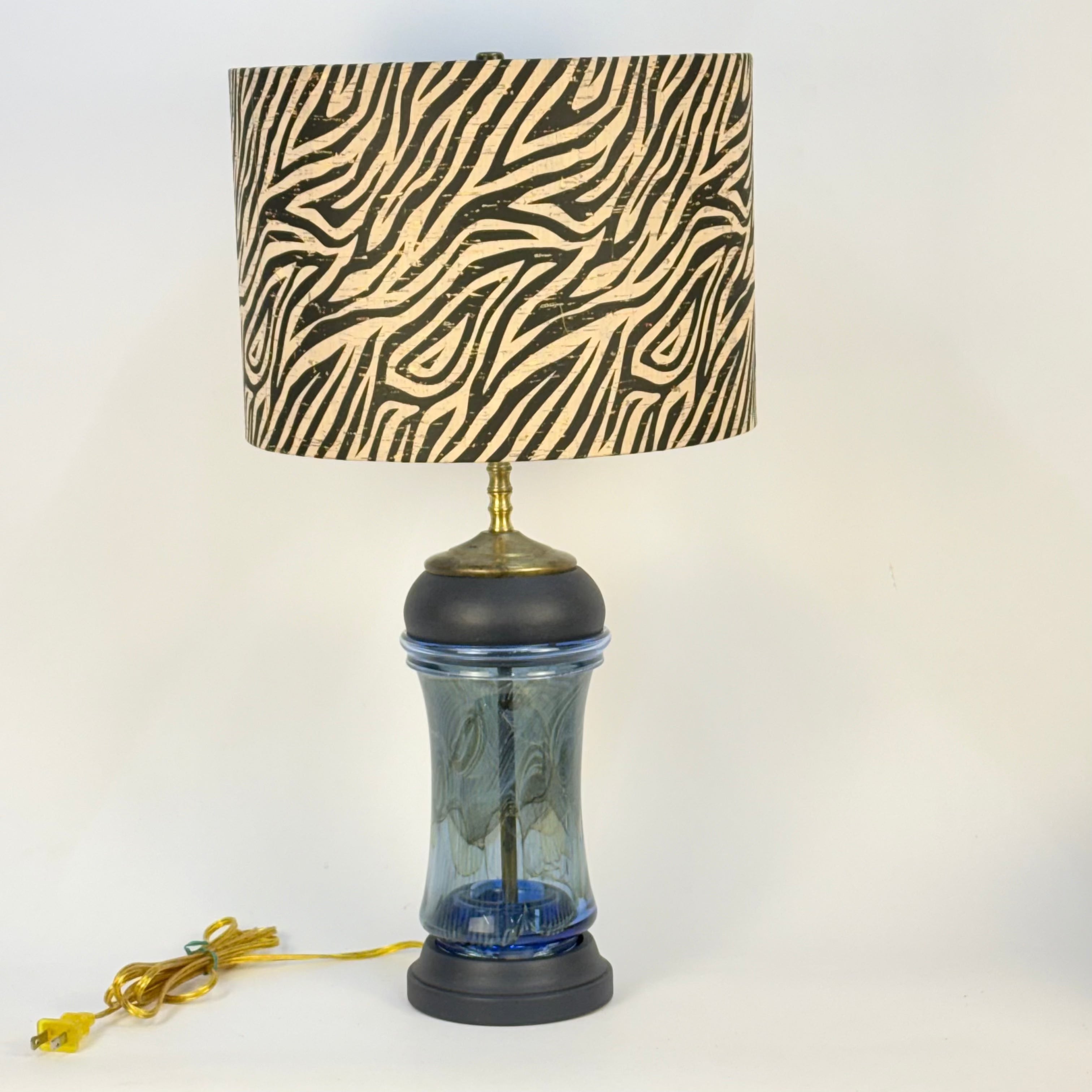 Blue Art Glass Vase Lamp