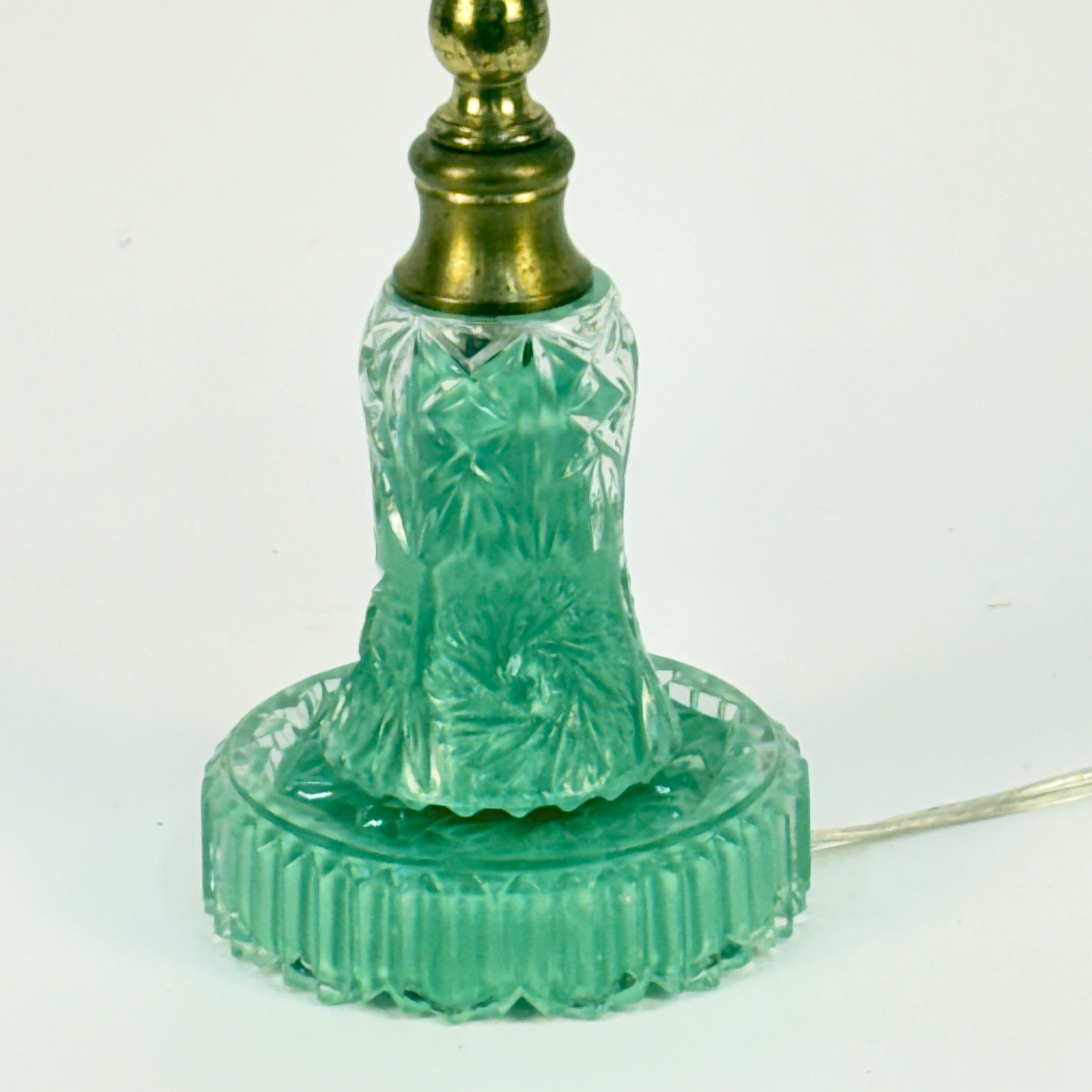 Small Green Painted Glass Lamp