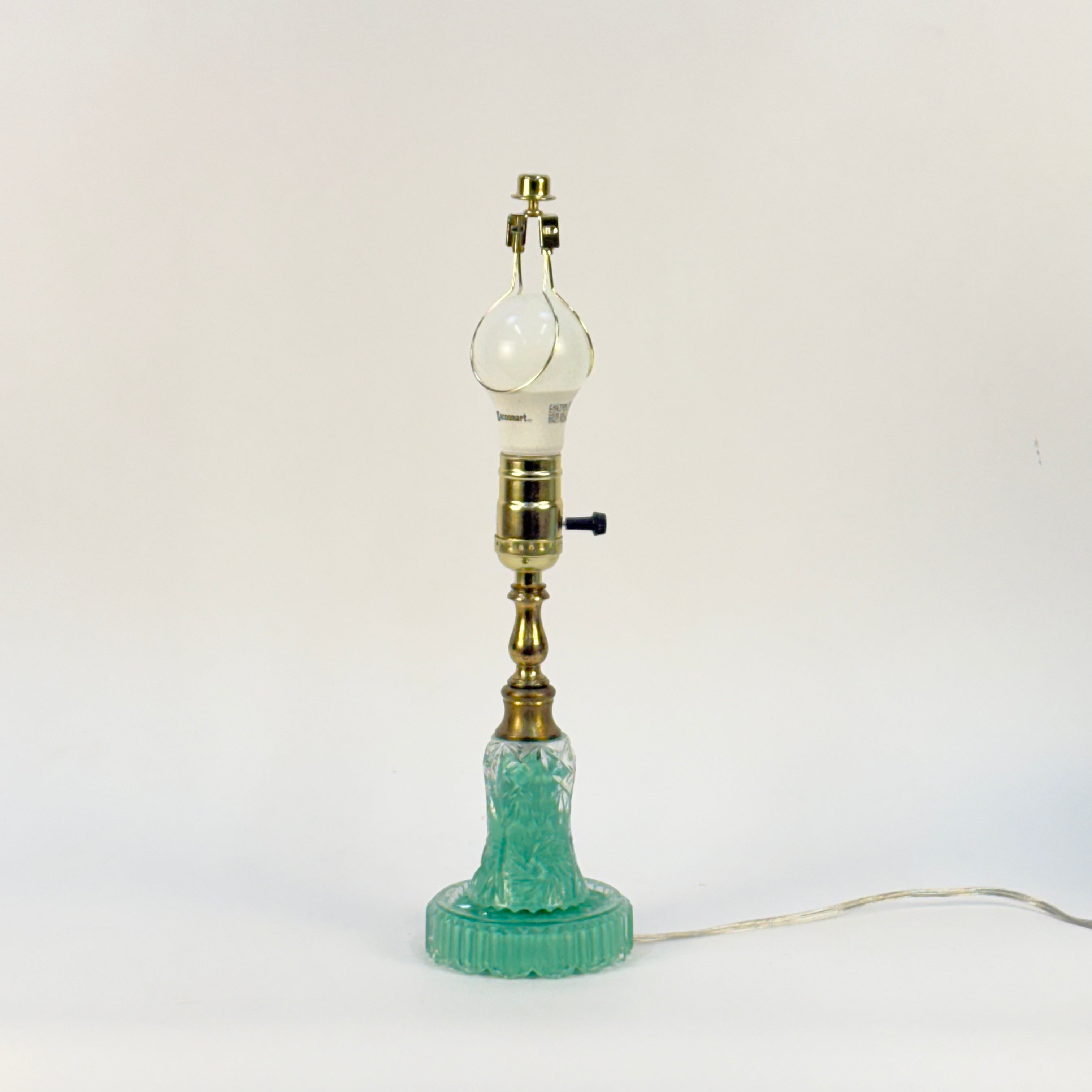 Small Green Painted Glass Lamp