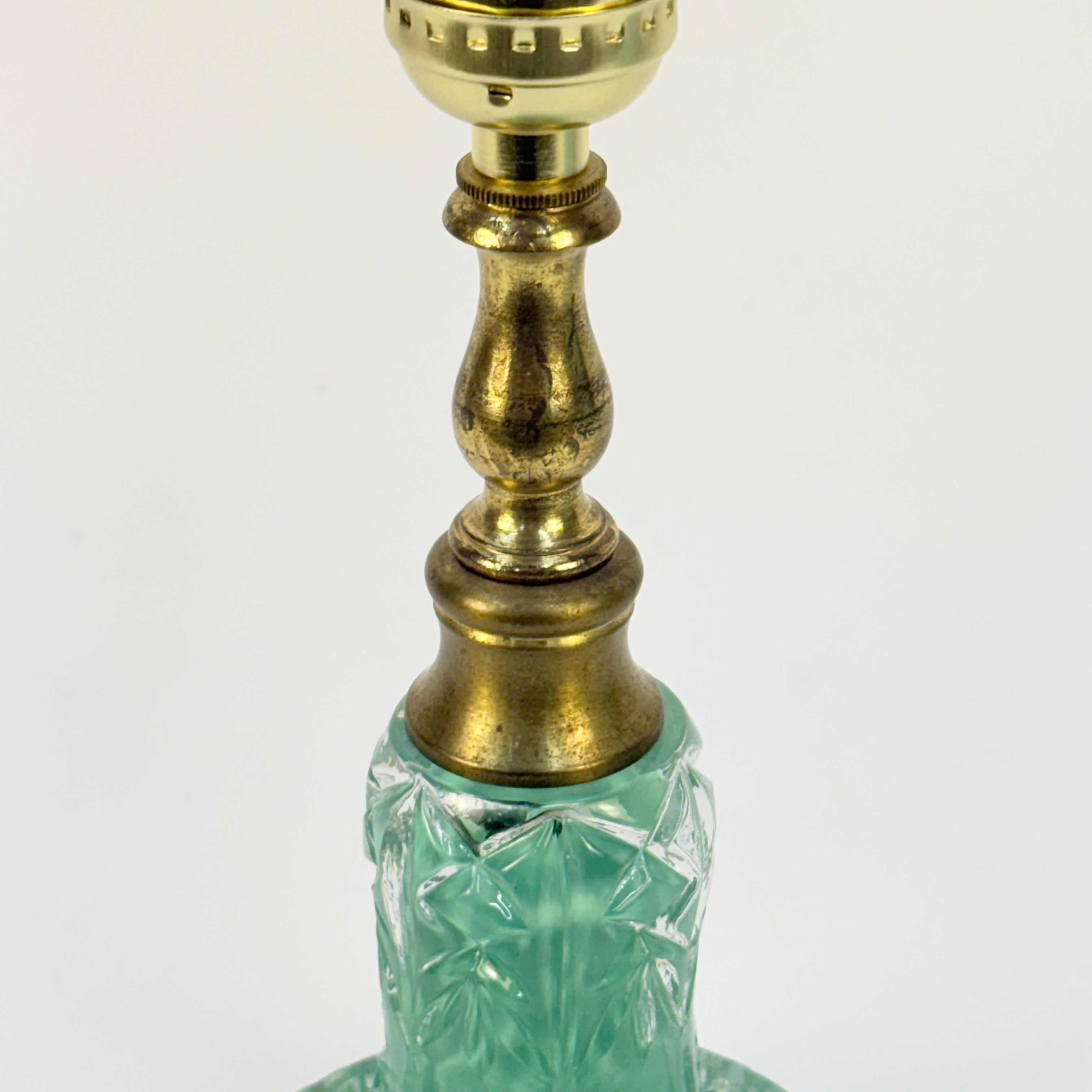 Small Green Painted Glass Lamp