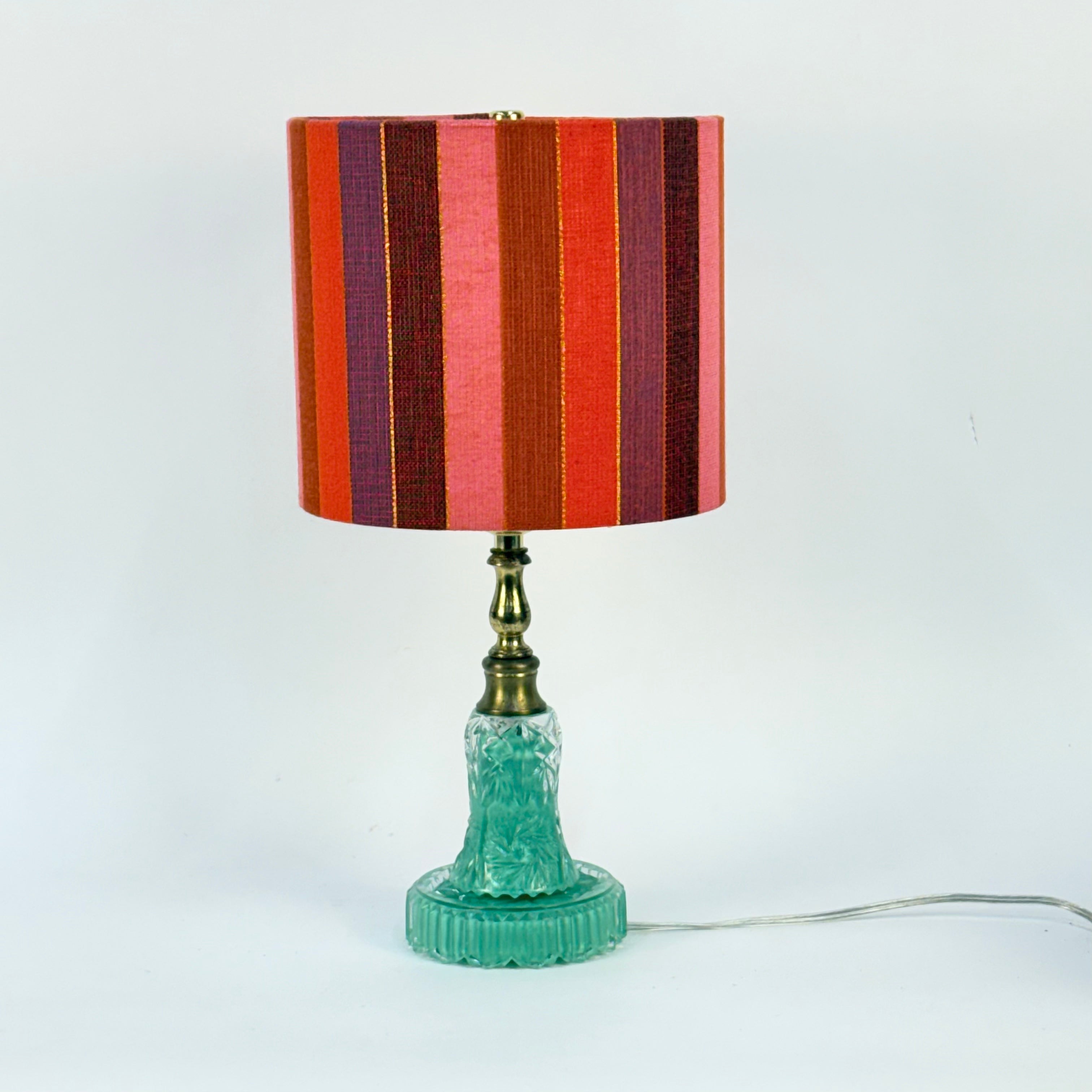 Small Green Painted Glass Lamp