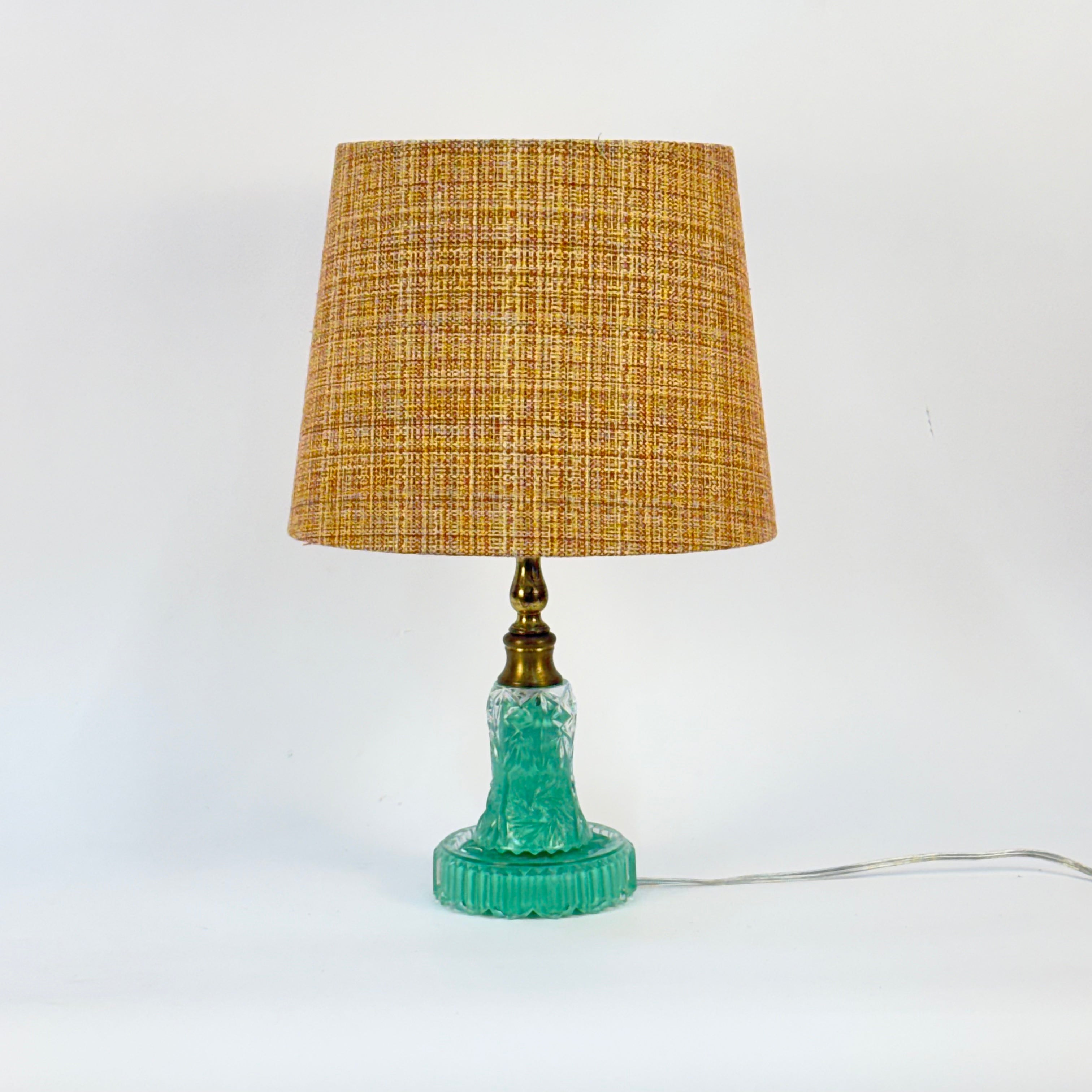 Small Green Painted Glass Lamp