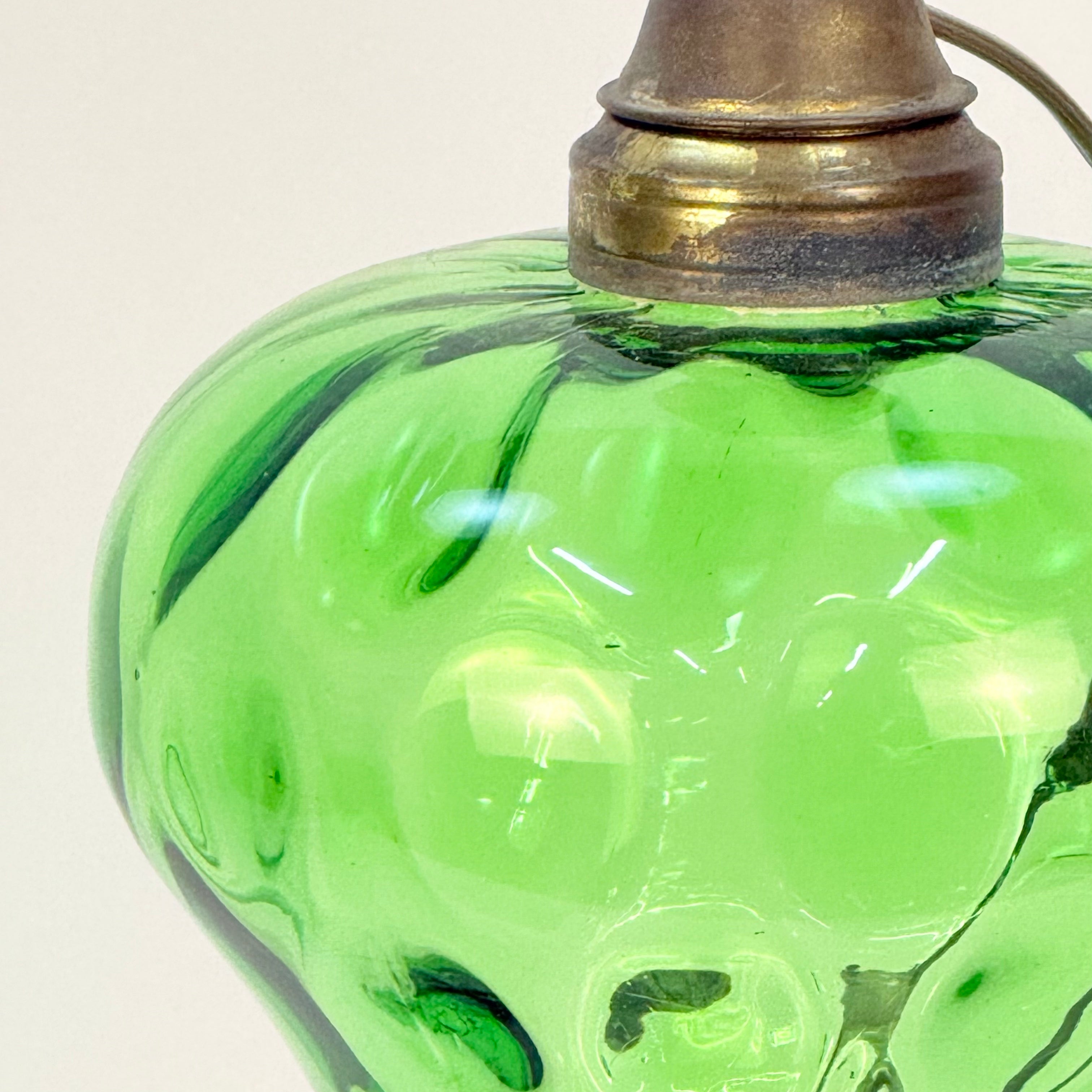 Emerald Green Thumbprint Glass Lamp