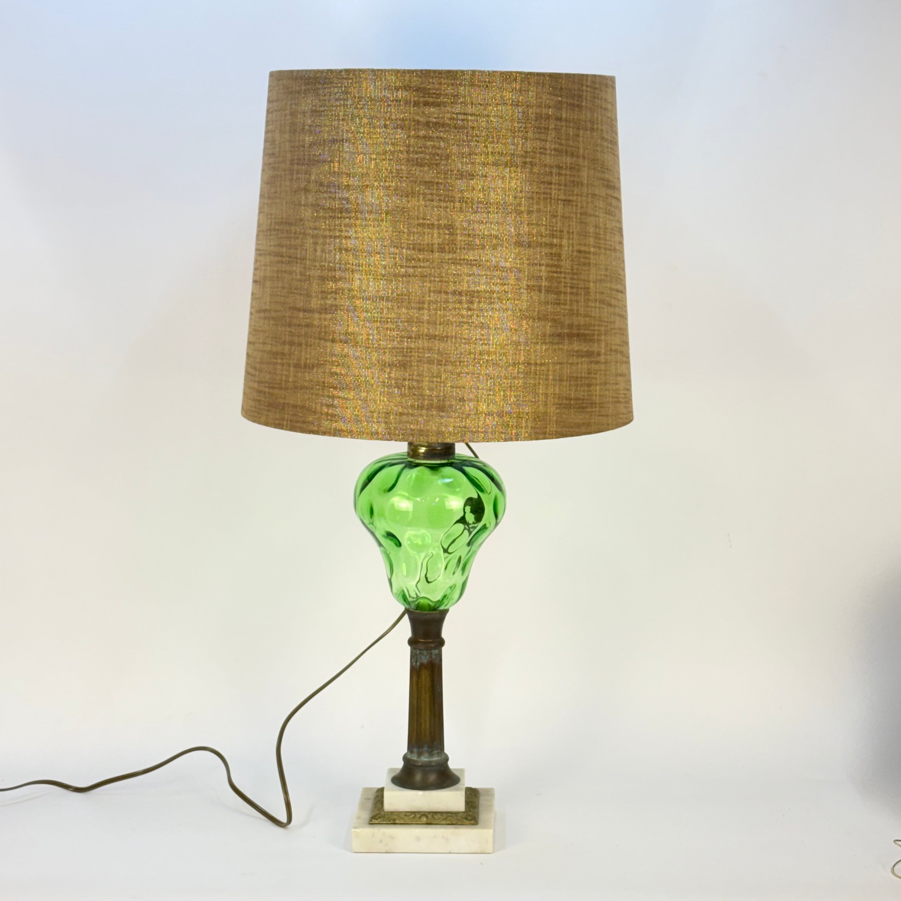 Emerald Green Thumbprint Glass Lamp