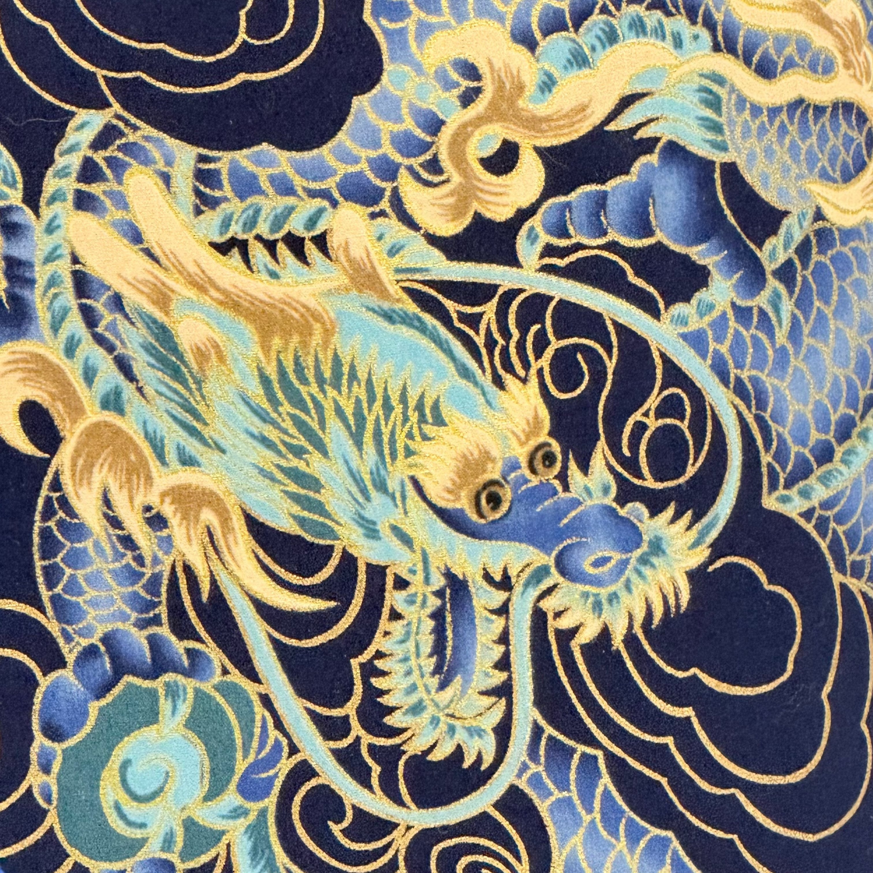 Navy Dragons with Gold Accents - 12 inch Medium Empire Shade