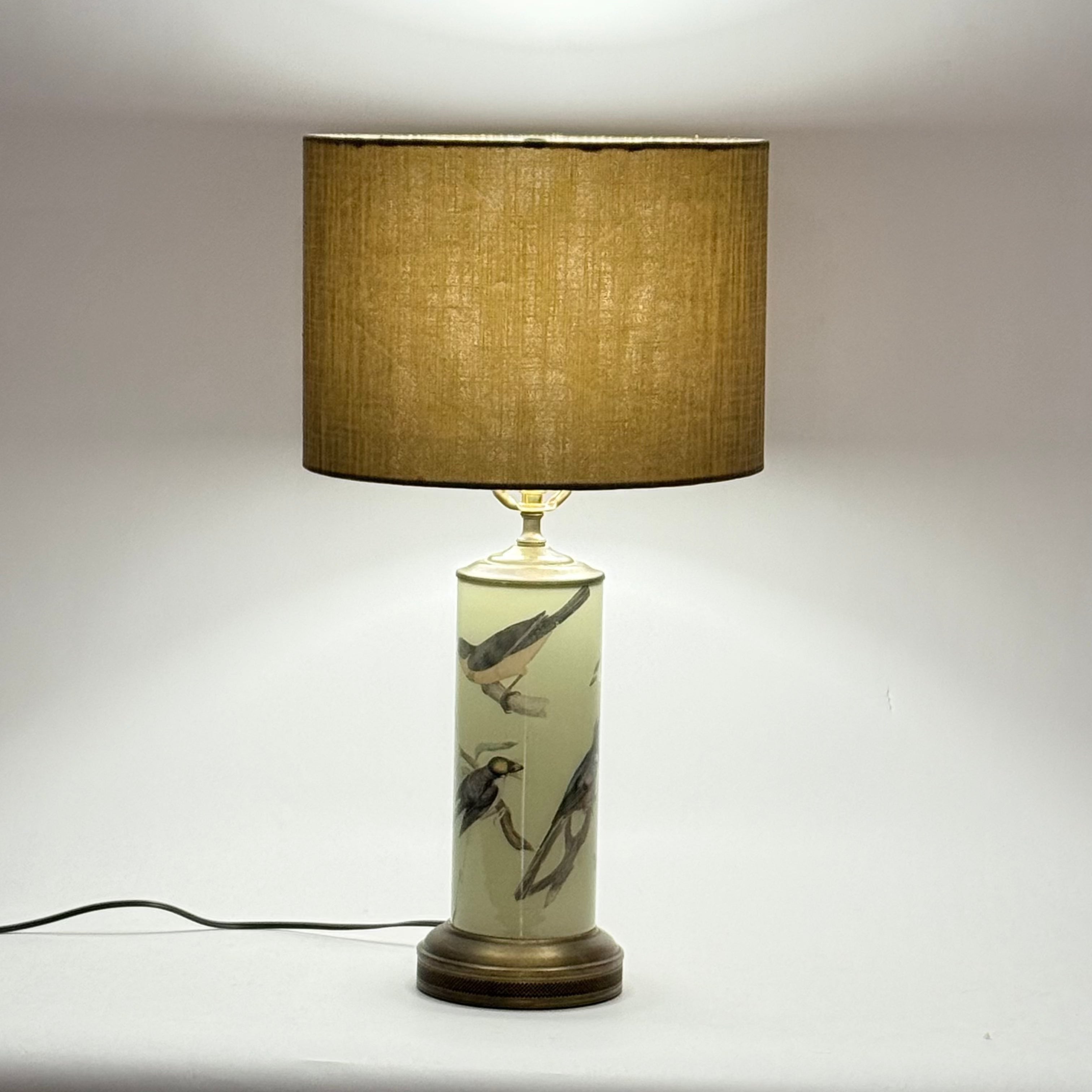 Reverse Decoupage Birds Lamp