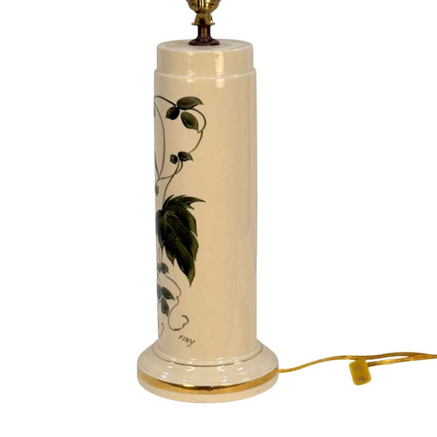 Vintage Hand Painted Ivy Ceramic Table Lamp Signed Viky 24.75" Botanical Lamp