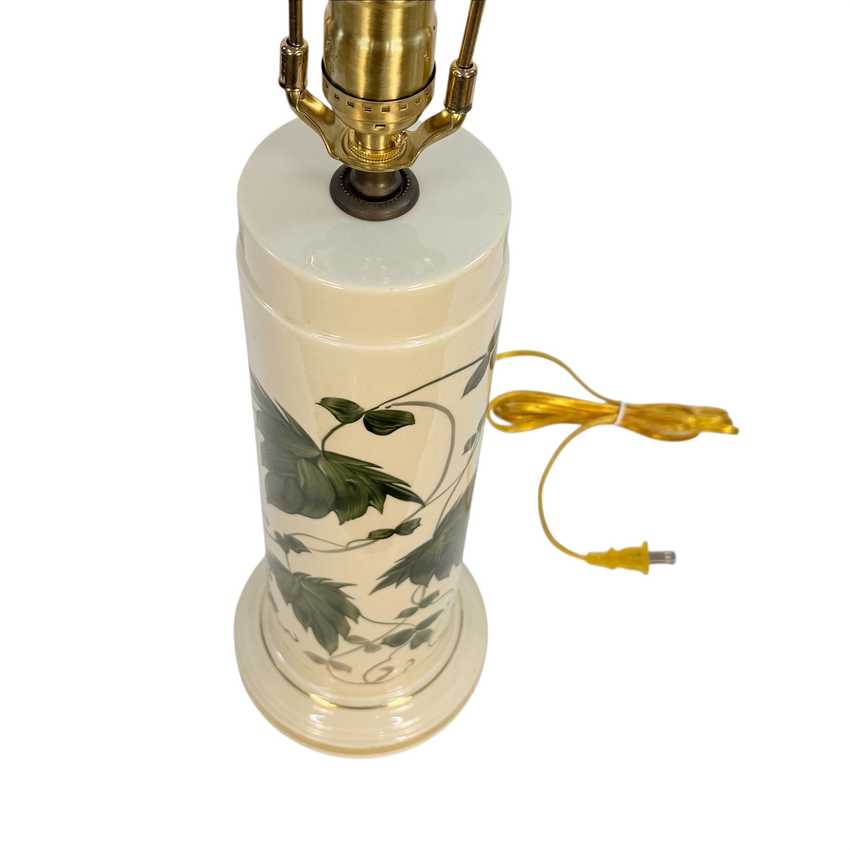 Vintage Hand Painted Ivy Ceramic Table Lamp Signed Viky 24.75" Botanical Lamp