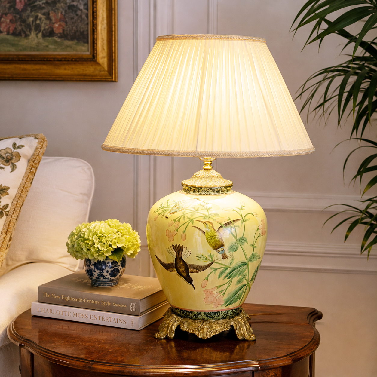 Vintage 1998 John Richard Chinoiserie Bird Porcelain Table Lamp #5393 USA