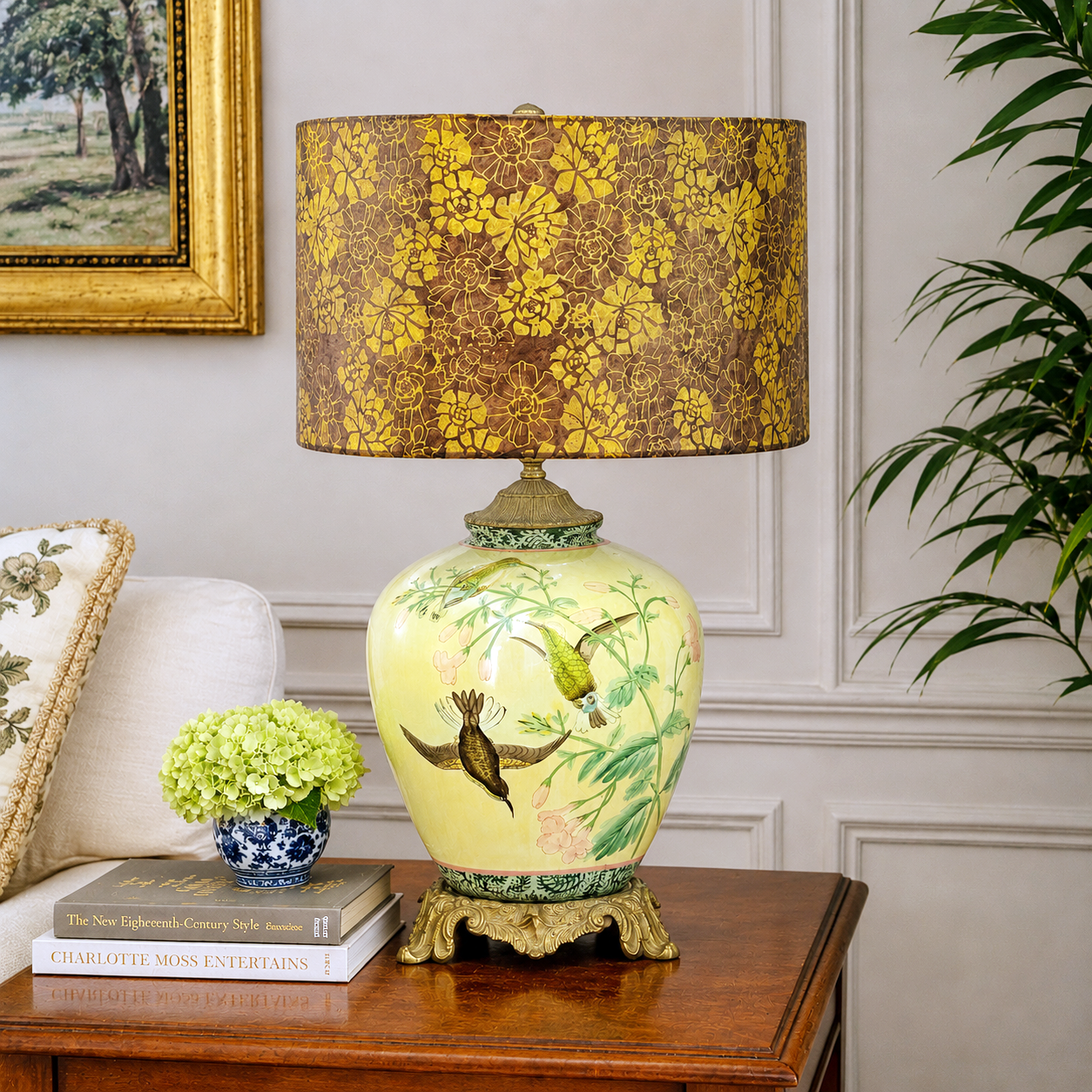 Vintage 1998 John Richard Chinoiserie Bird Porcelain Table Lamp #5393 USA