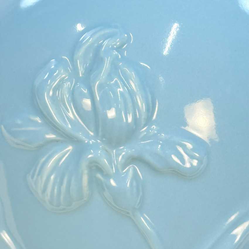 Vintage Light Blue Floral Ceramic Table Lamp, Raised Iris Ginger Jar Lamp, 19.25 Inch Accent Lamp, Grandmillennial Chinoiserie Lighting