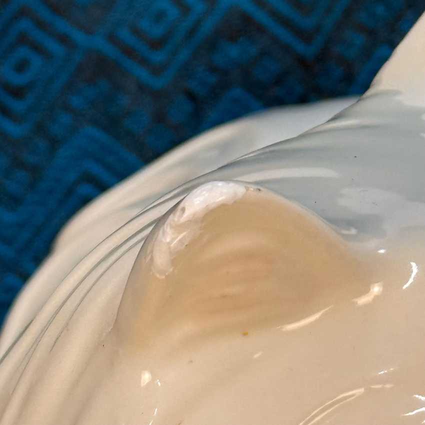 Life Size Vintage White Ceramic Cat