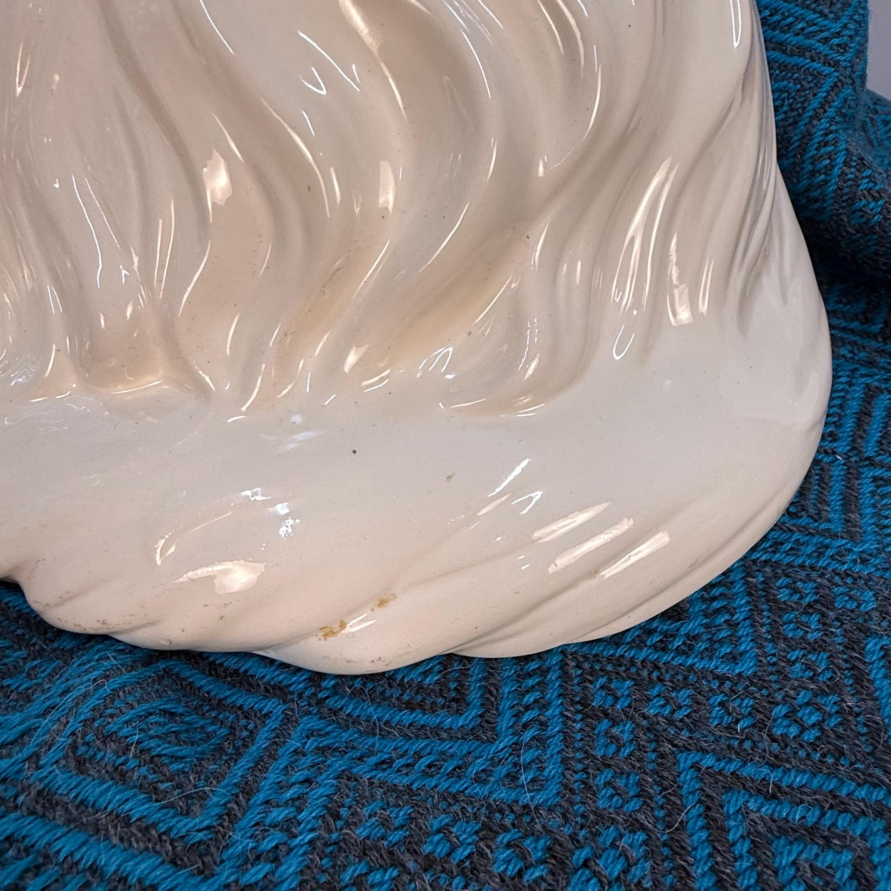 Life Size Vintage White Ceramic Cat