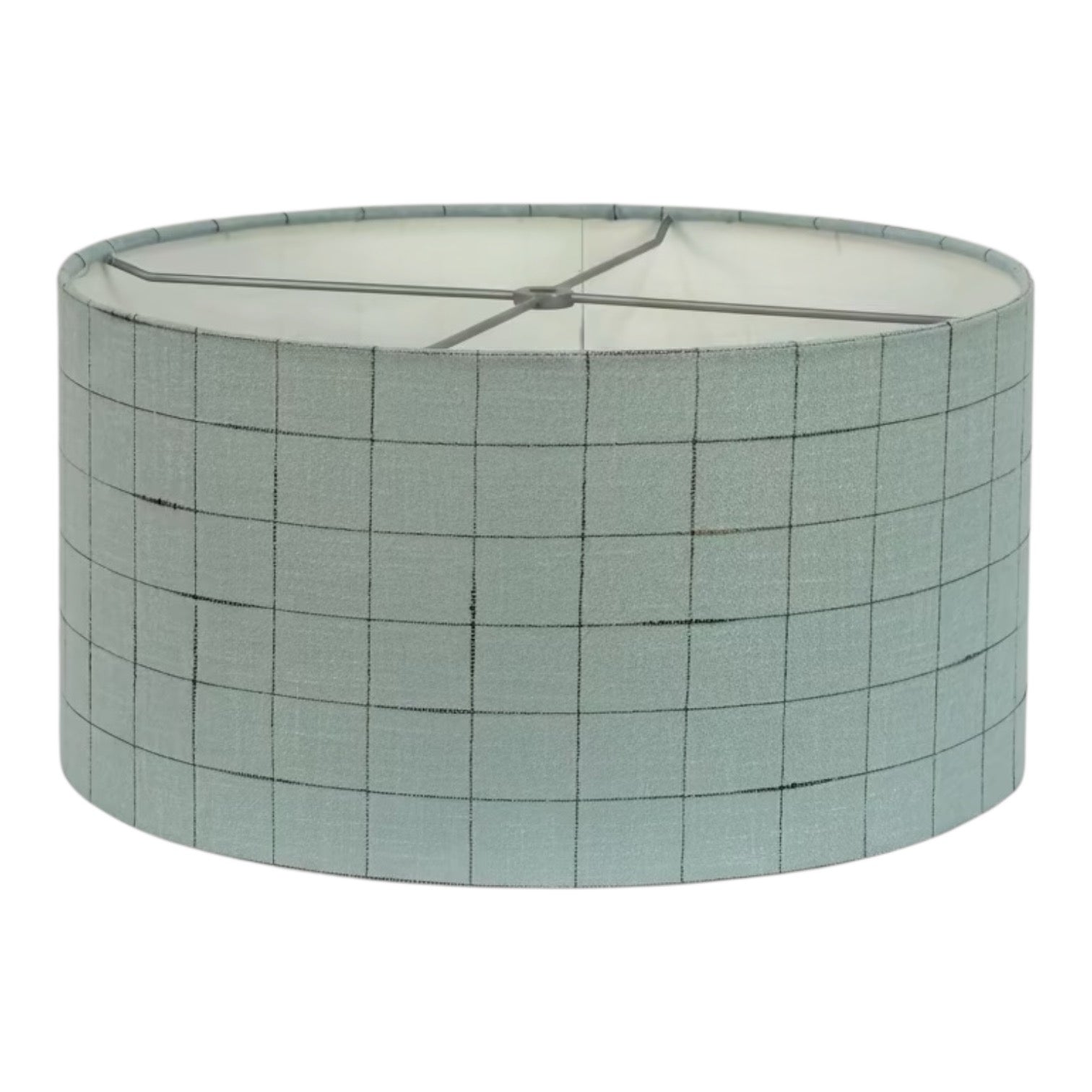 Light Blue Linen with Grid - 16 Inch Drum Shade