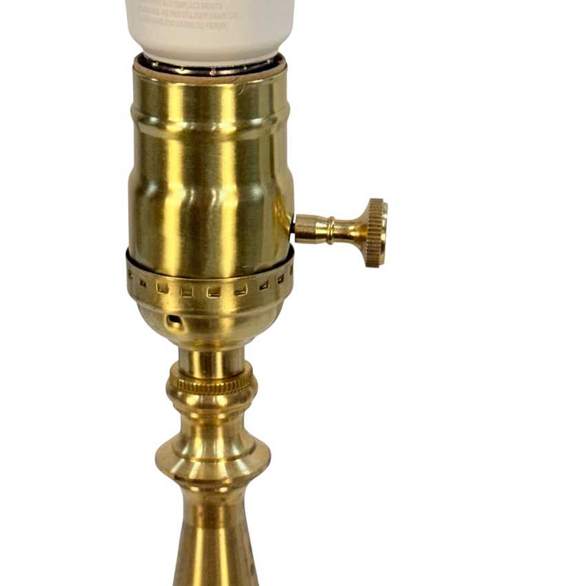 Handmade Light Blue Glass Table Lamp | Custom Painted Vintage Glass Lamp | Brass Accent Lighting