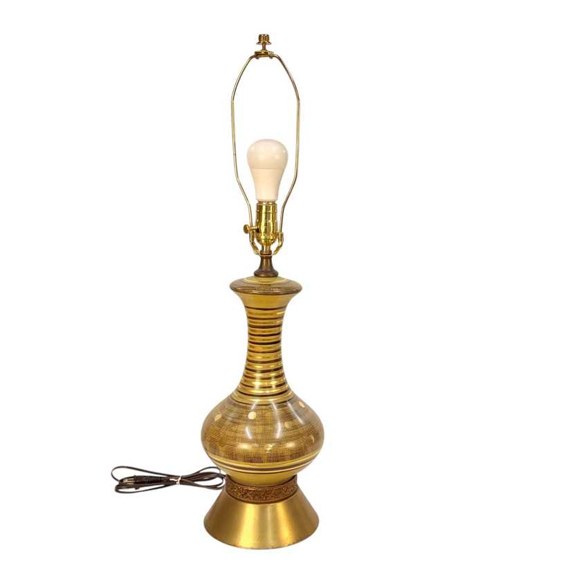 Vintage Gold Green Table Lamp, Mcm Elegant Mcm Lamp, Unique Retro Vintage Lamp